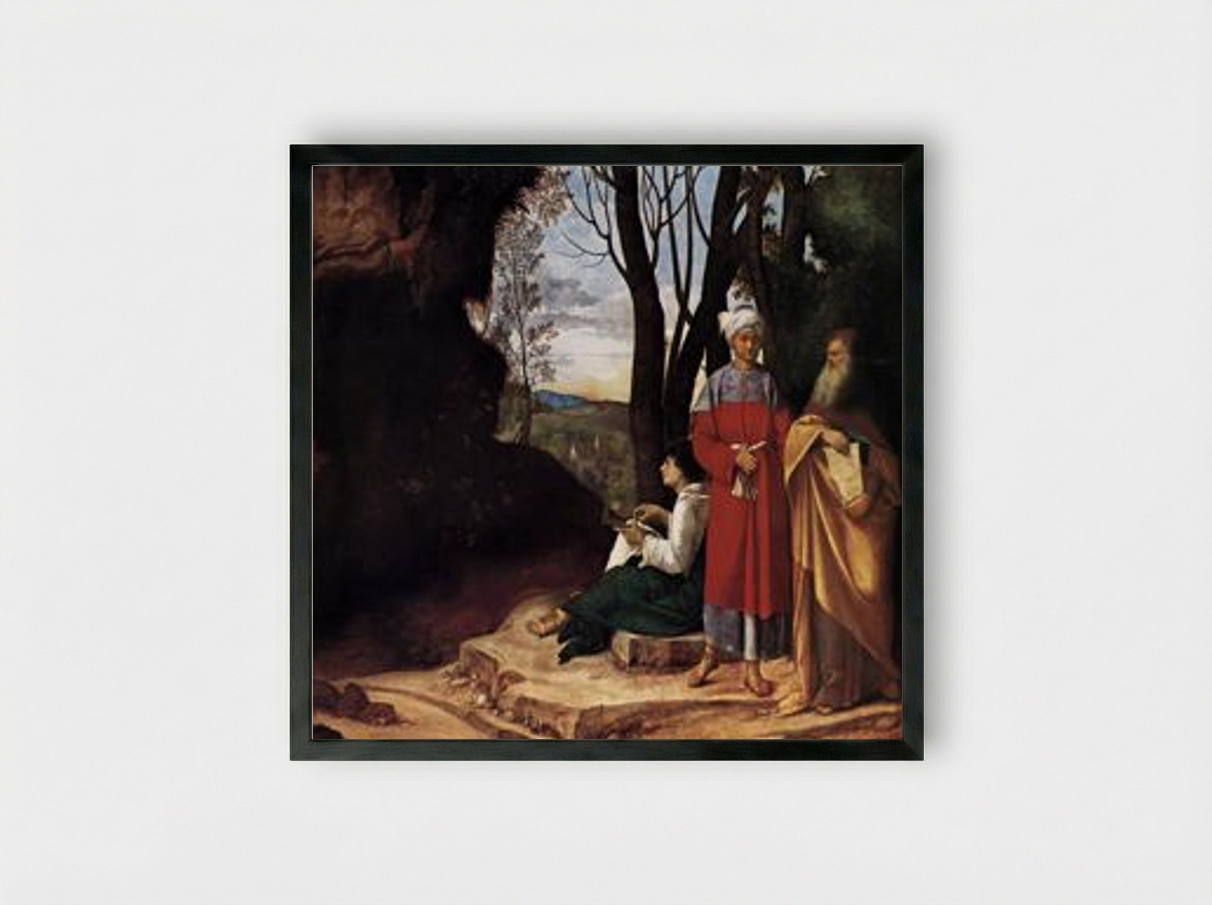 The Three Philosophers - Giorgione - Framed Print Black