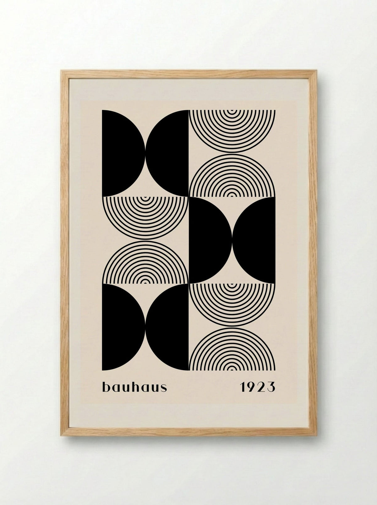 Bauhaus Halves & Lines – Black and Cream (1923) - Framed Print Wood