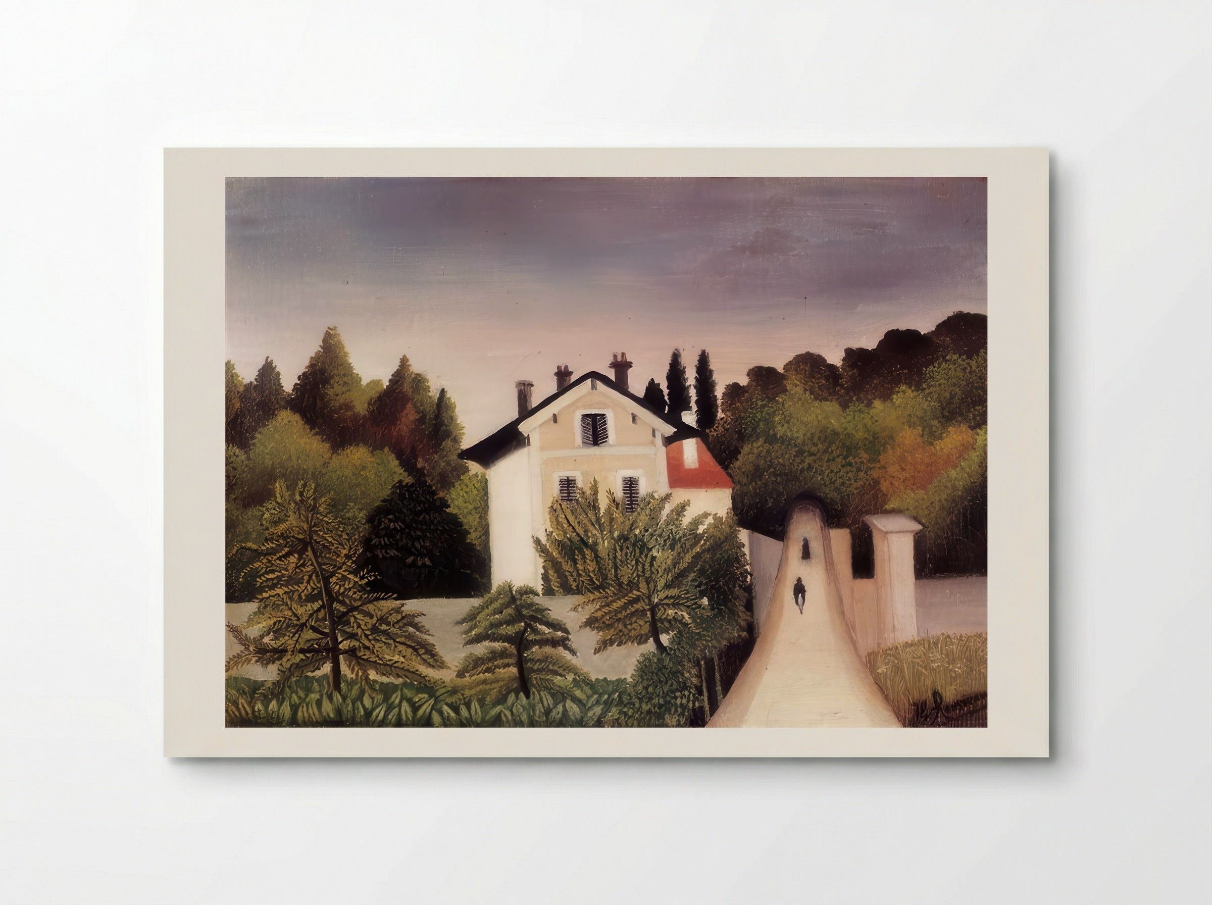 House on the Outskirts of Paris by Henri Rousseau – Naïve Art Suburban Landscape Print - Poster