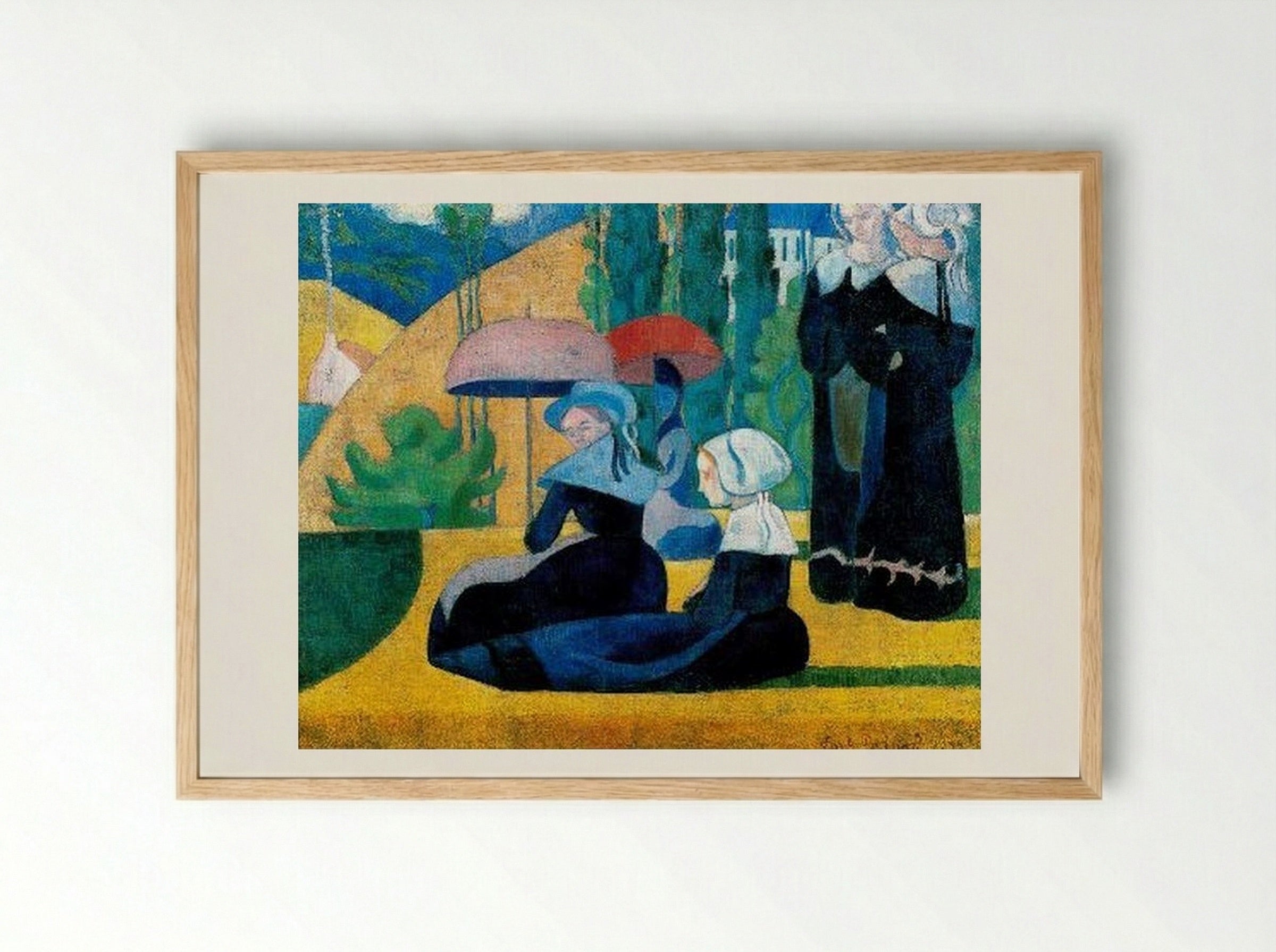 Breton Women with Parasols - Émile Bernard - Framed Print Wood