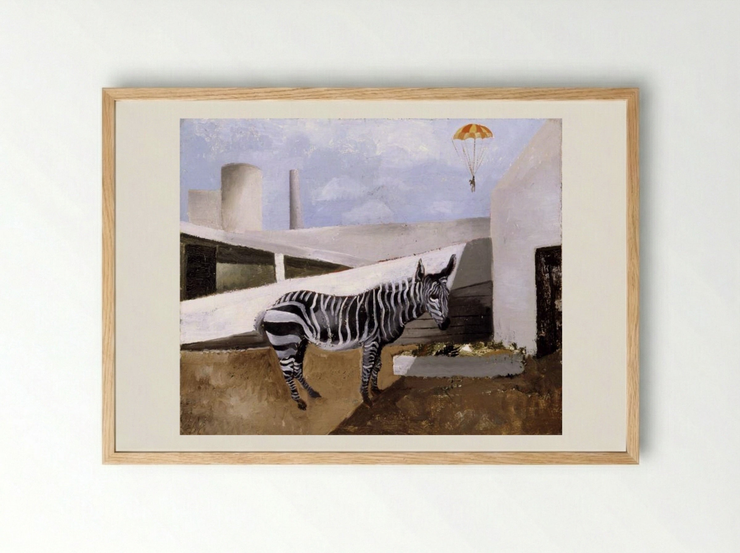 Zebra and Parachute - Christopher Wood - Framed Print Wood