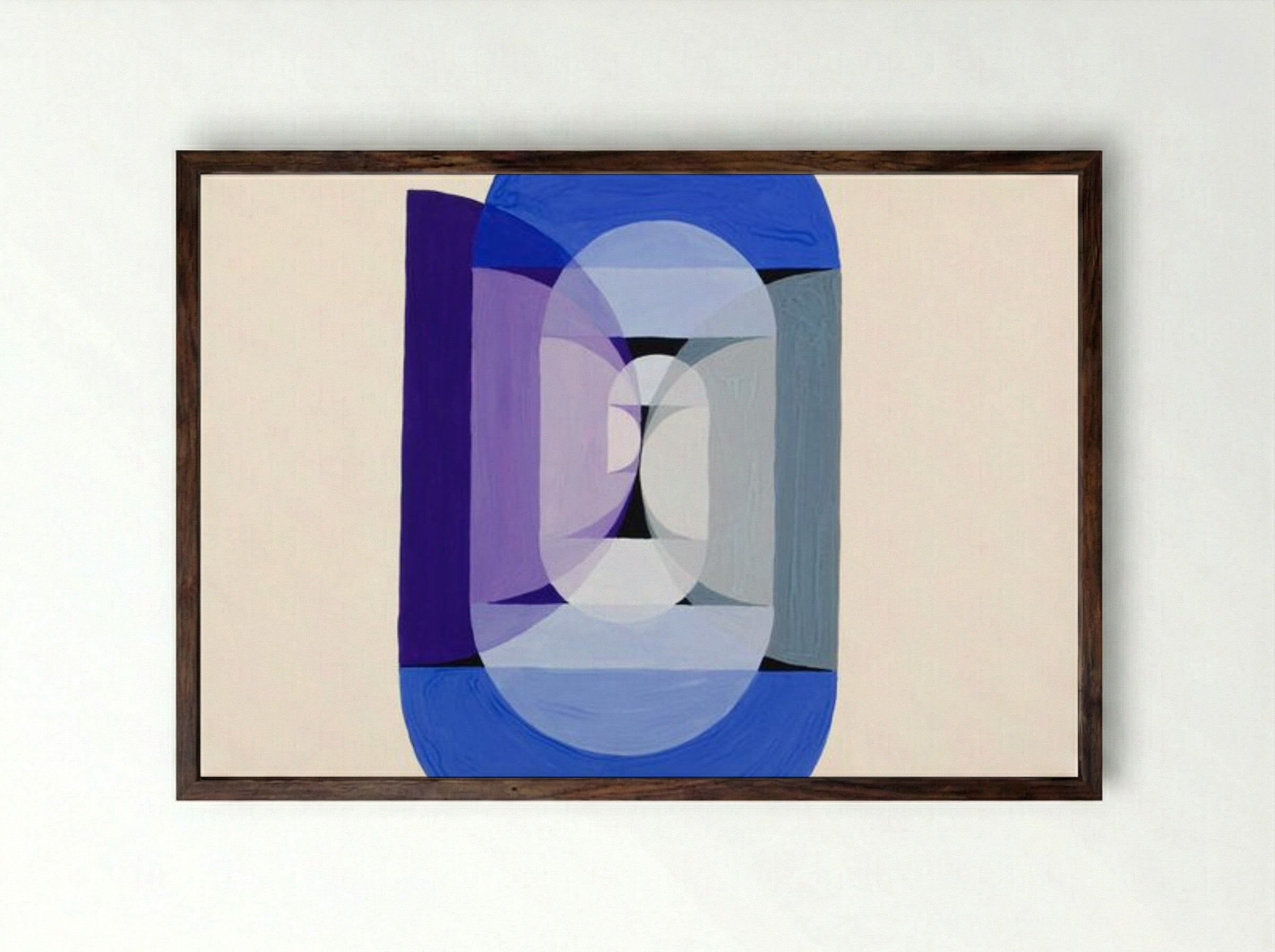 Blue, Gray, Violet Wheel - Joseph Schillinger - Framed Print Dark Wood