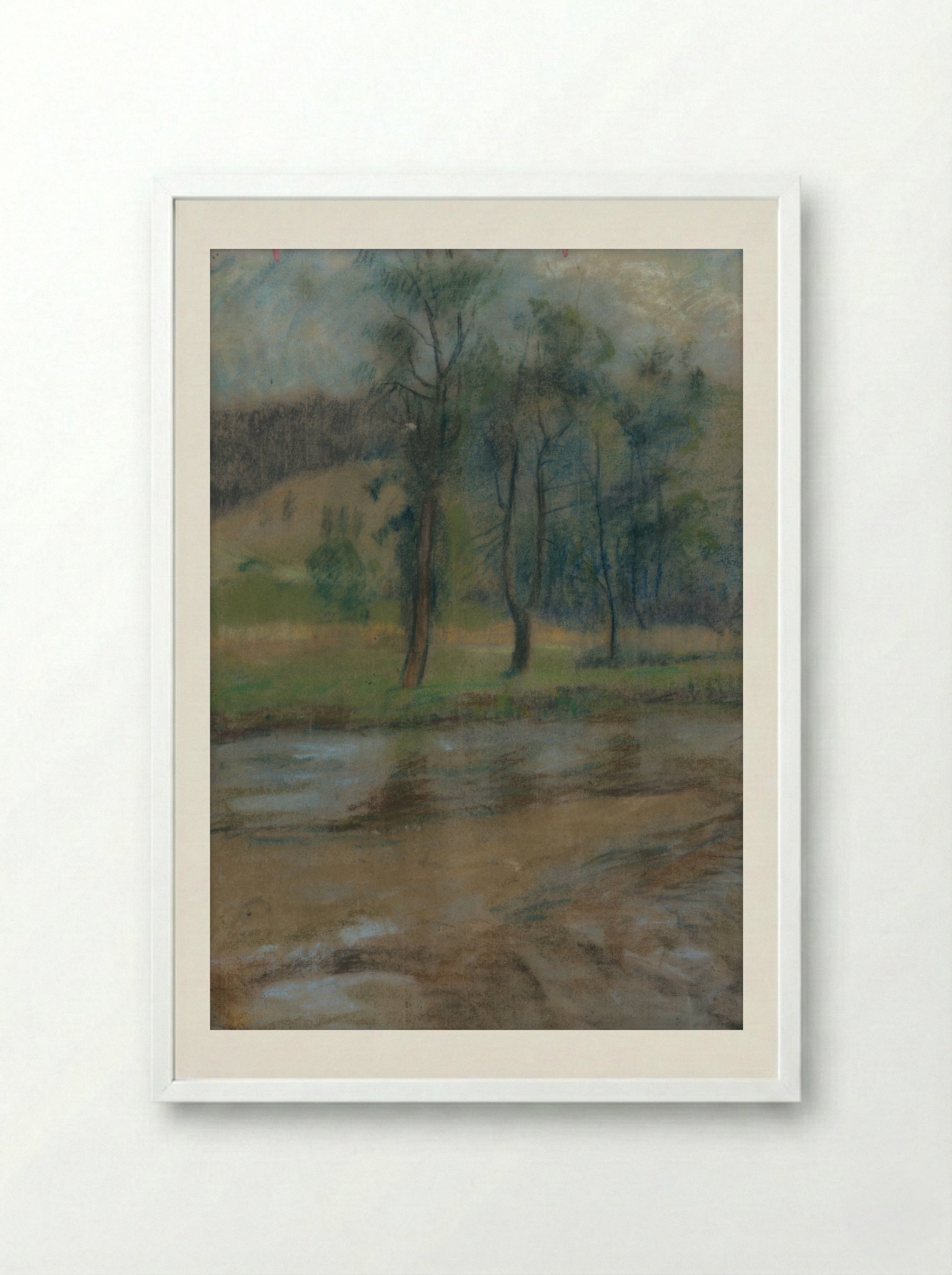 Trees by the River - Zolo Palugyay - Framed Print White