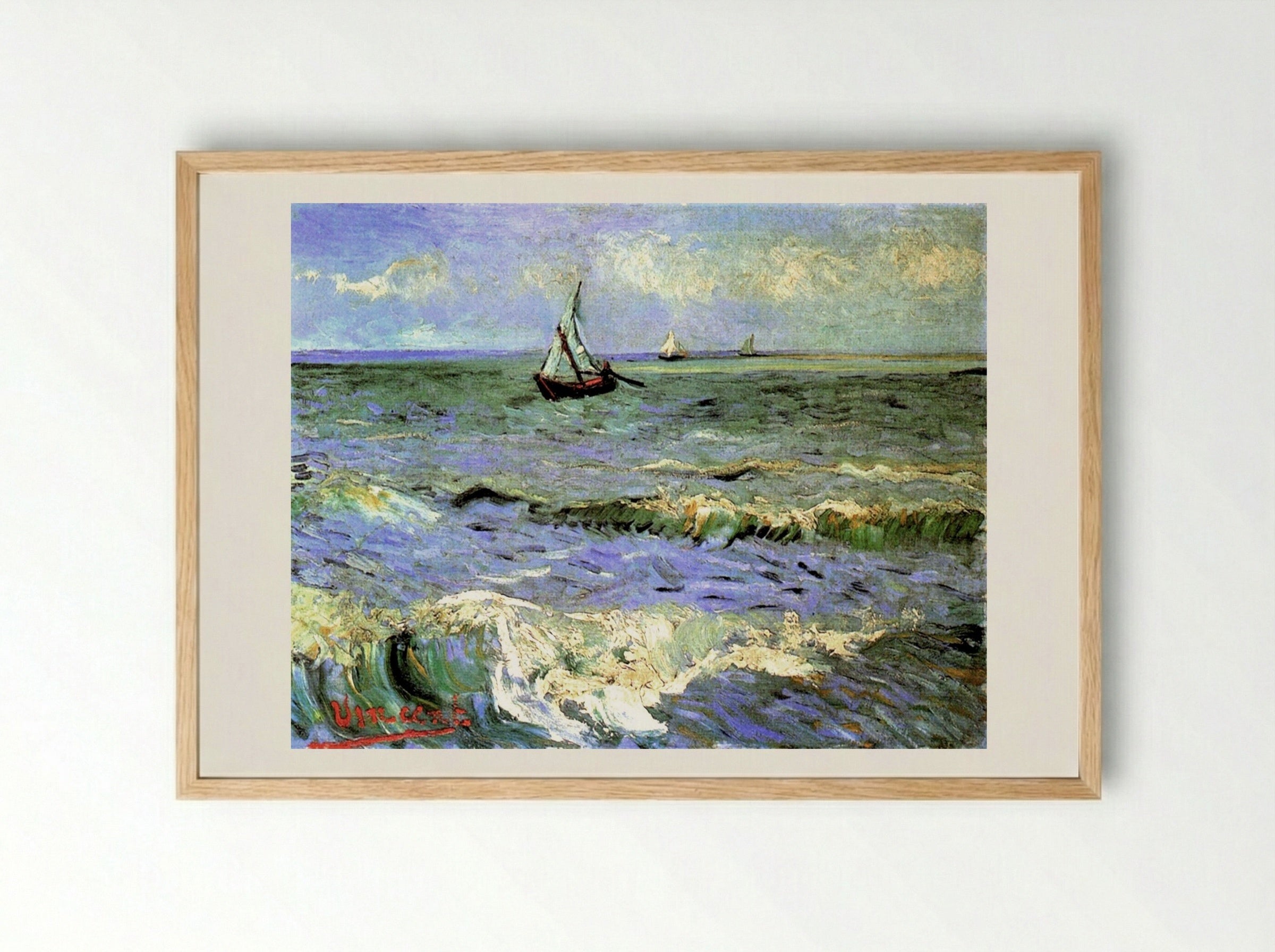 Seascape at Saintes-Maries - Vincent van Gogh - Framed Print Wood