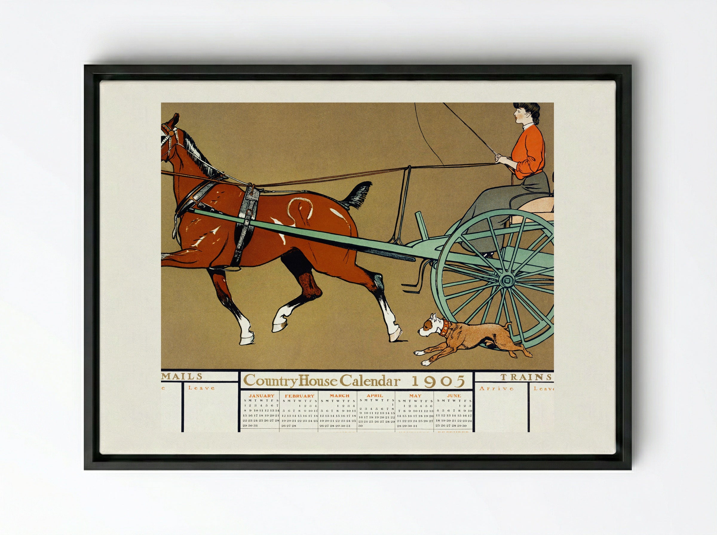 Country House Calendar 1905 - Edward Penfield - Framed Canvas Black