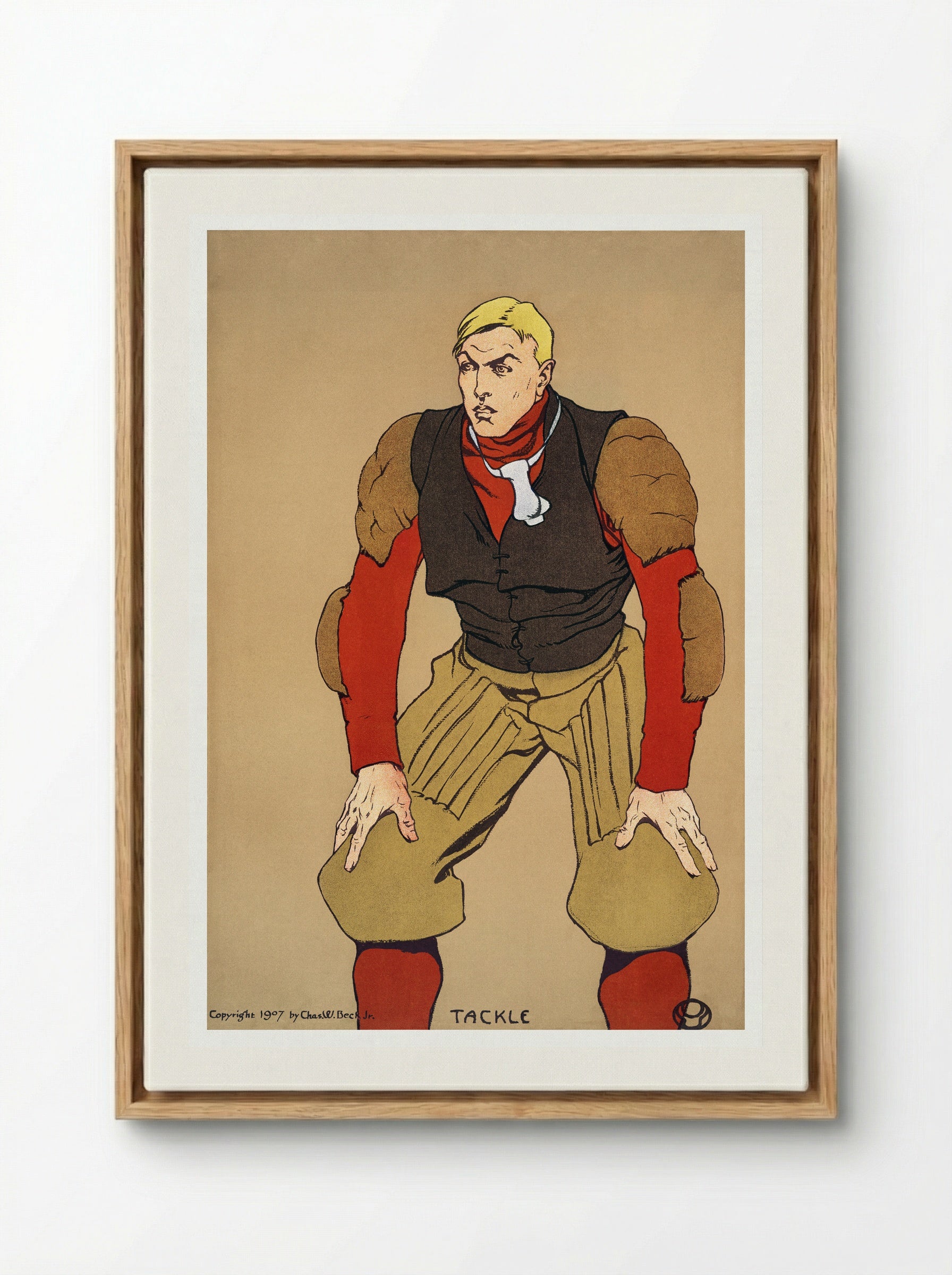 Tackle (American Football Player) - Edward Penfield - Framed Canvas Wood