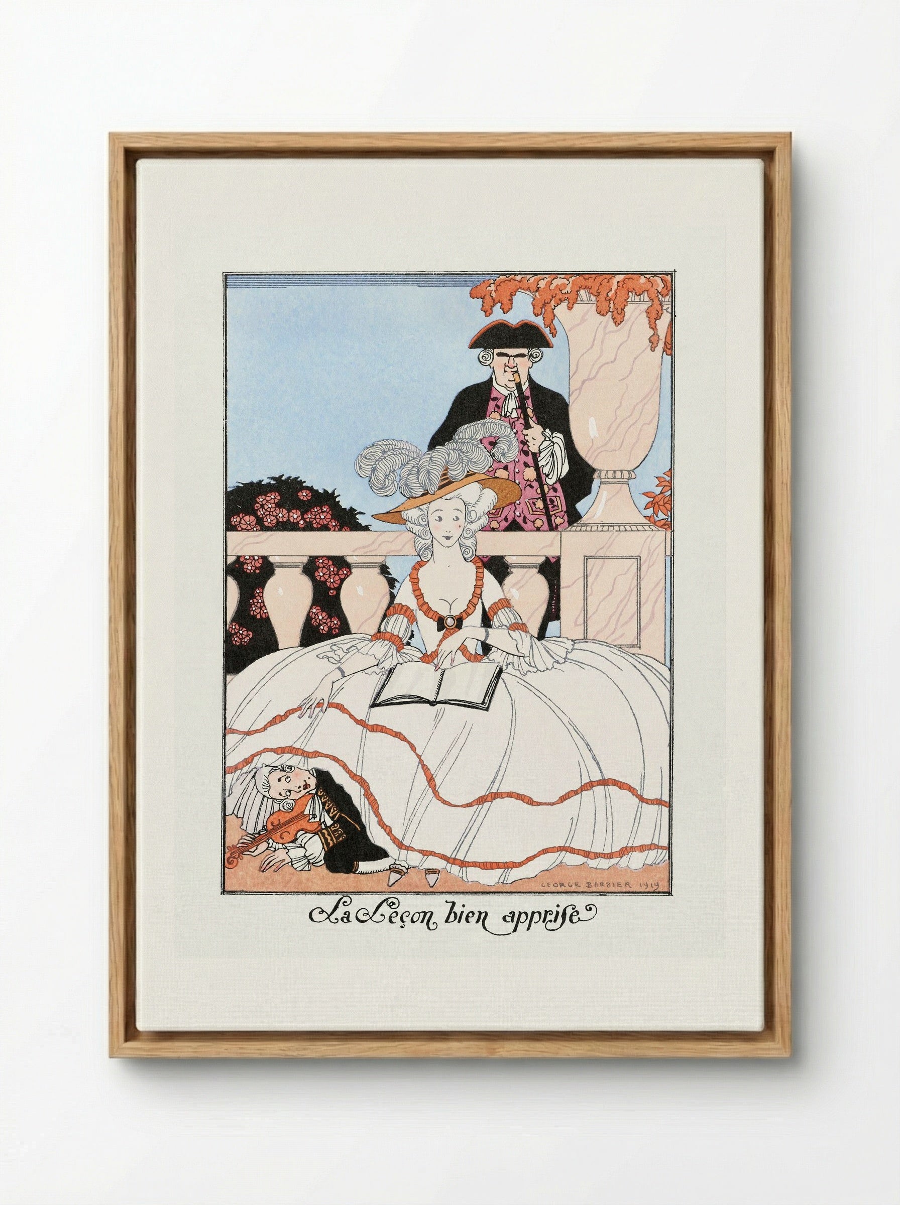 La Leçon bien apprise - George Barbier - Framed Canvas Wood