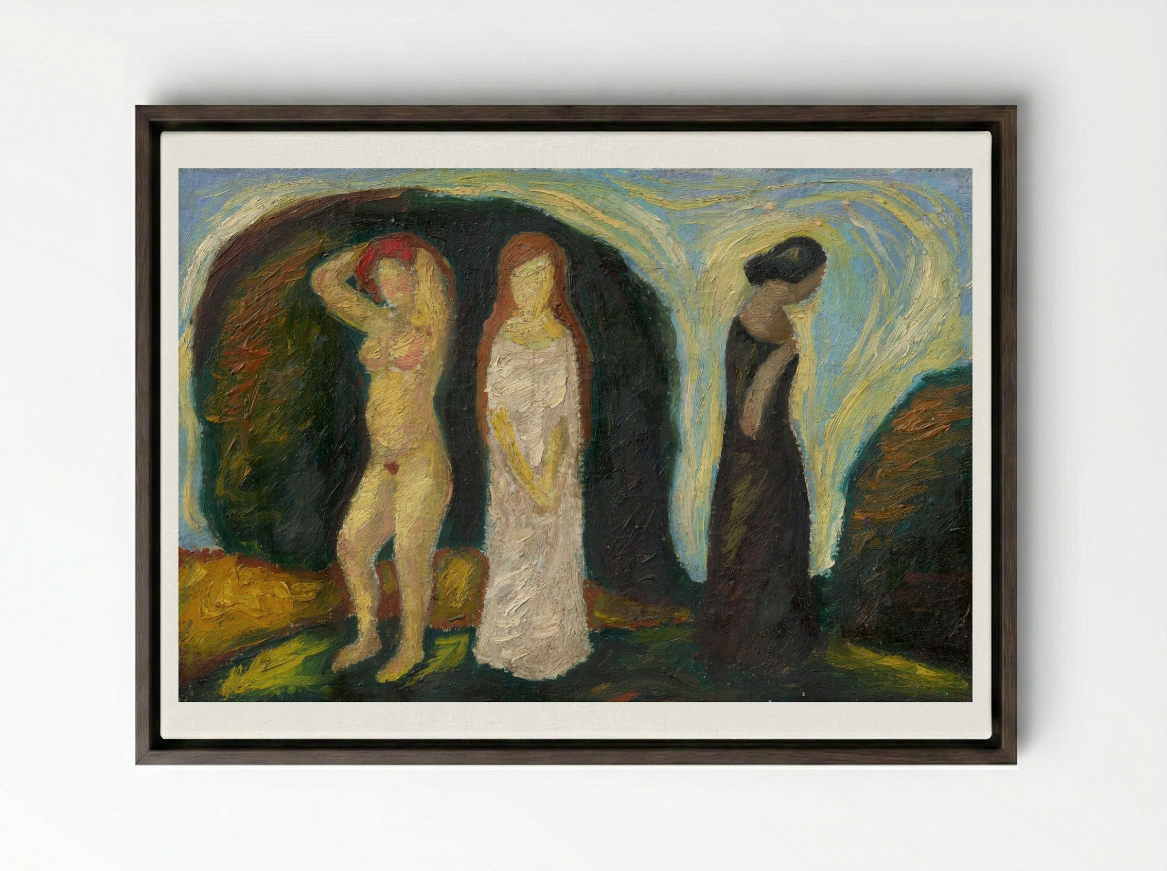 The Three Stages of a Woman's Life - Mikuláš Galanda - Framed Canvas Dark Wood