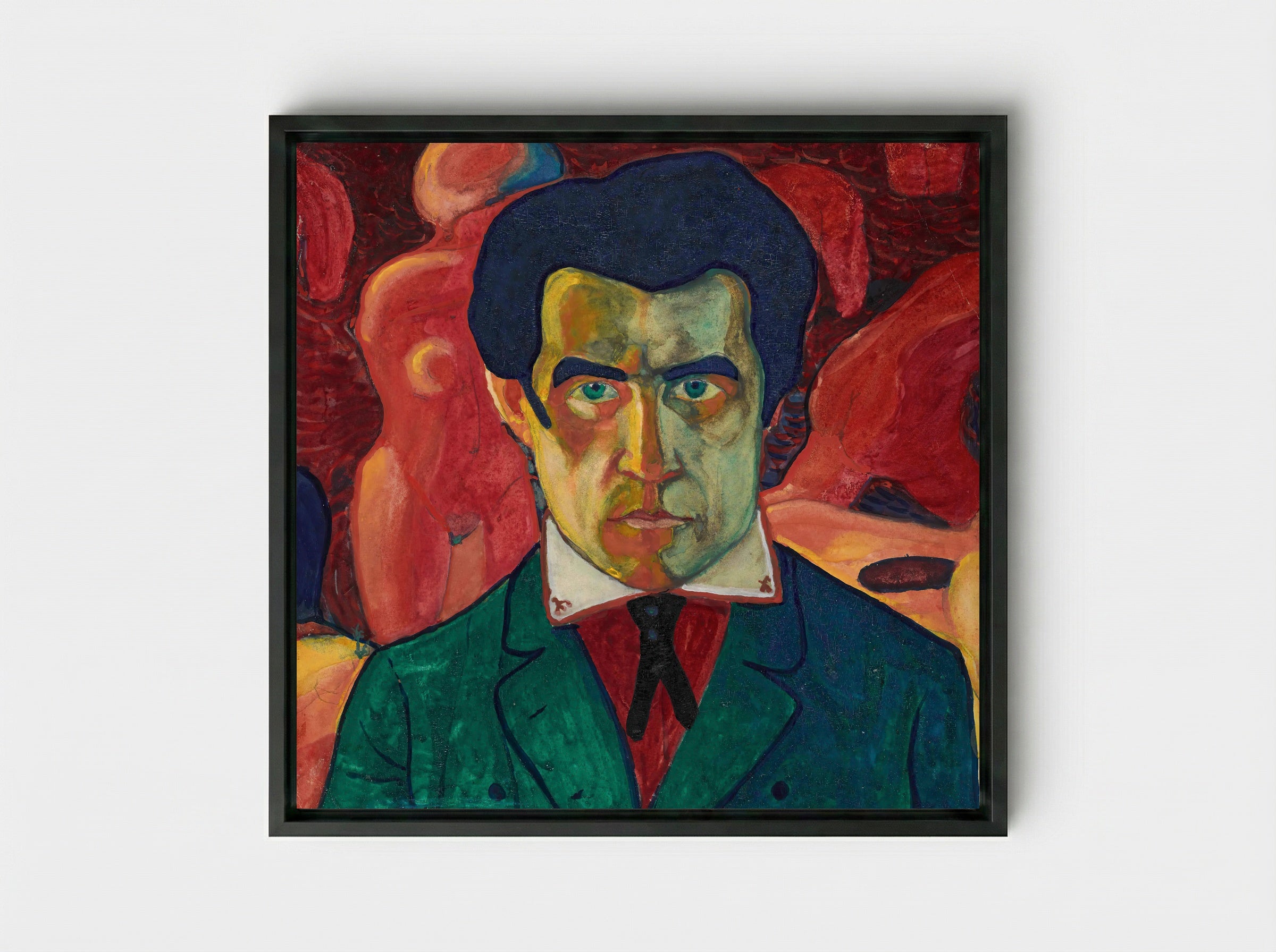 Self-Portrait - Kazimir Malevich - Framed Canvas Black