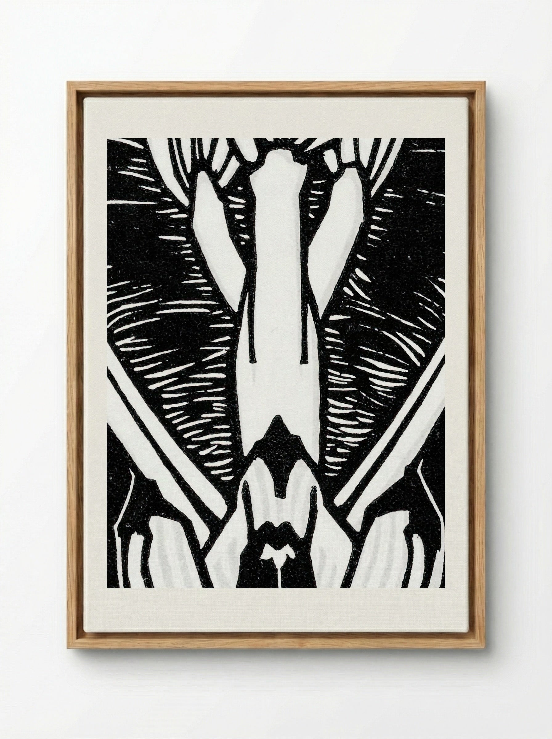 April (Floral Woodcut) - Julie de Graag - Framed Canvas Wood