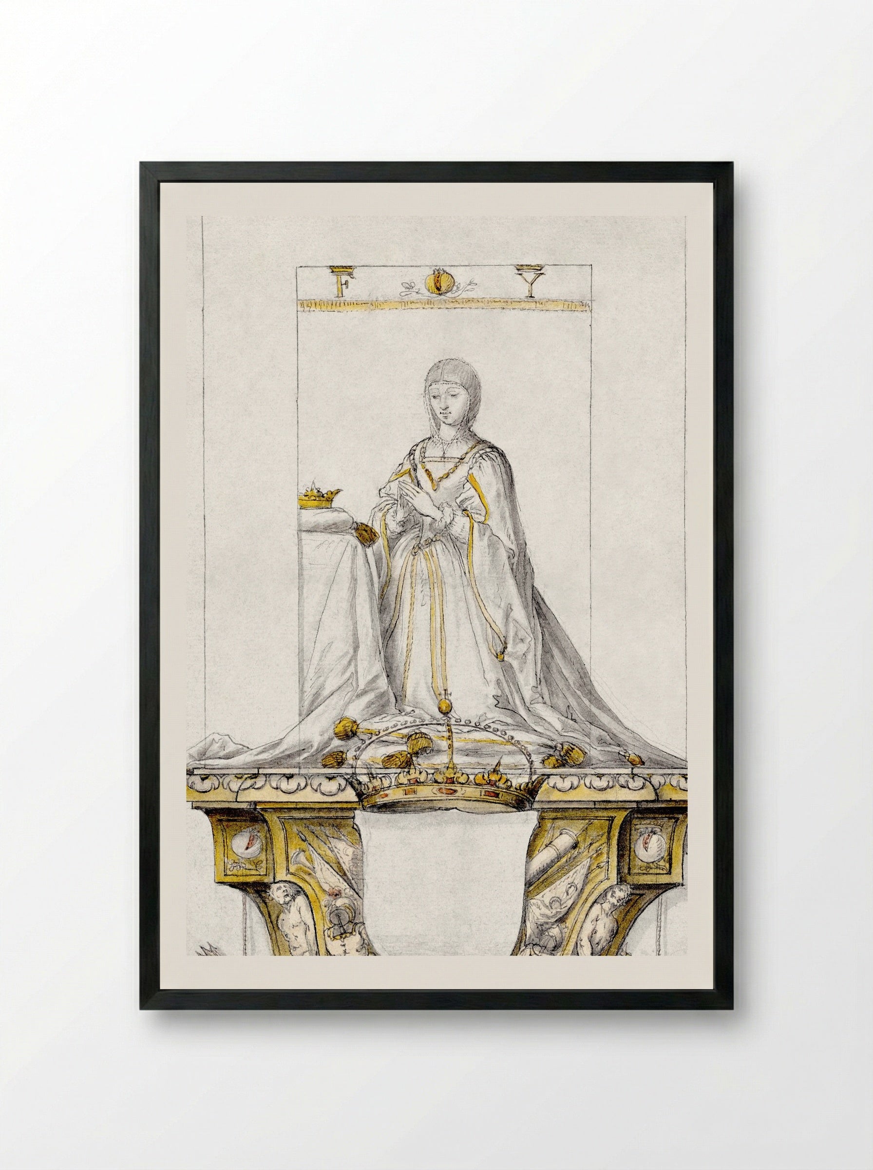 Study for a Statue of Queen Isabella - Pedro Mena y Medrano - Framed Print Black