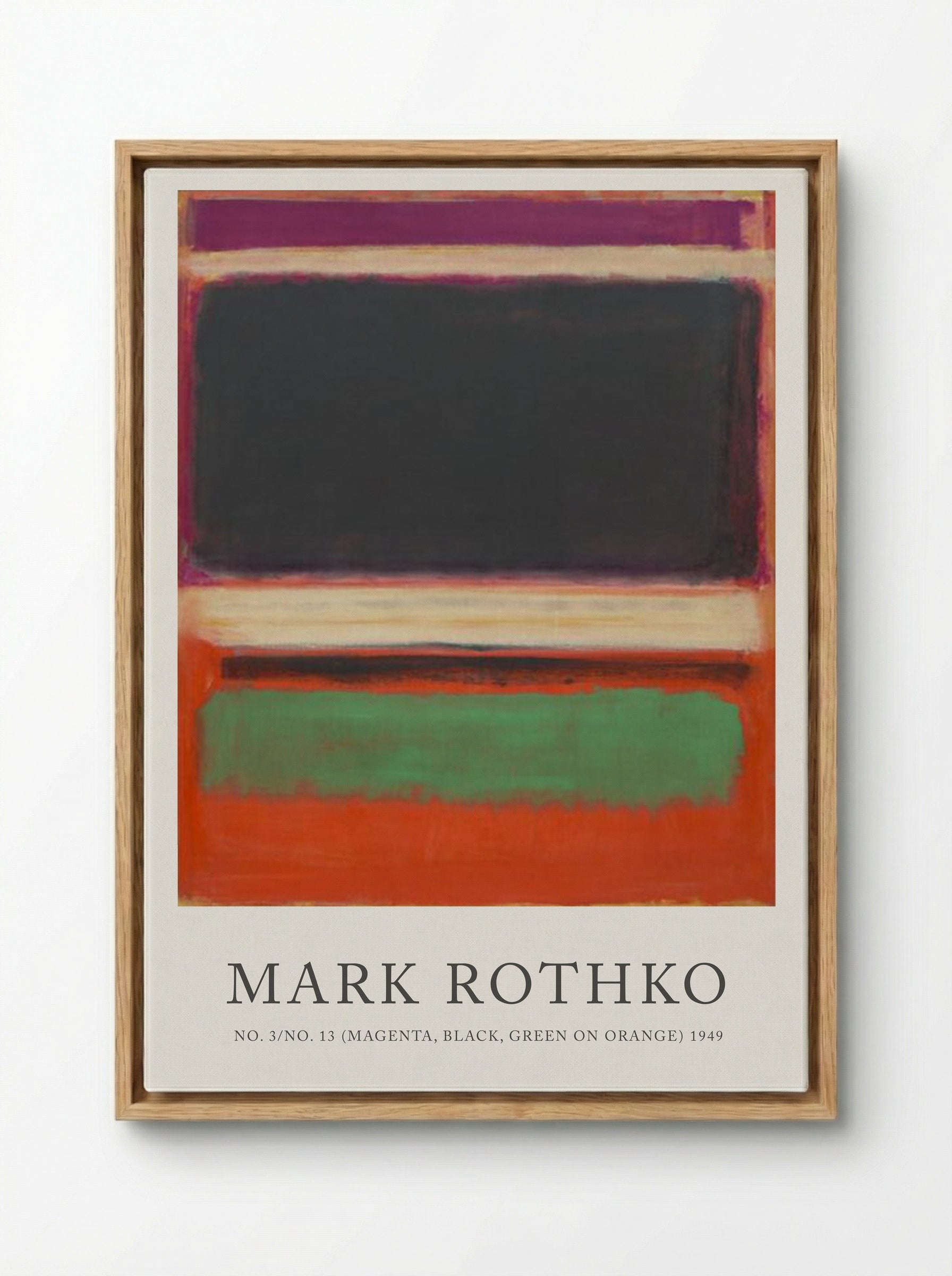 No. 3/No. 13 (Magenta, Black, Green on Orange) - Mark Rothko - Framed Canvas Wood