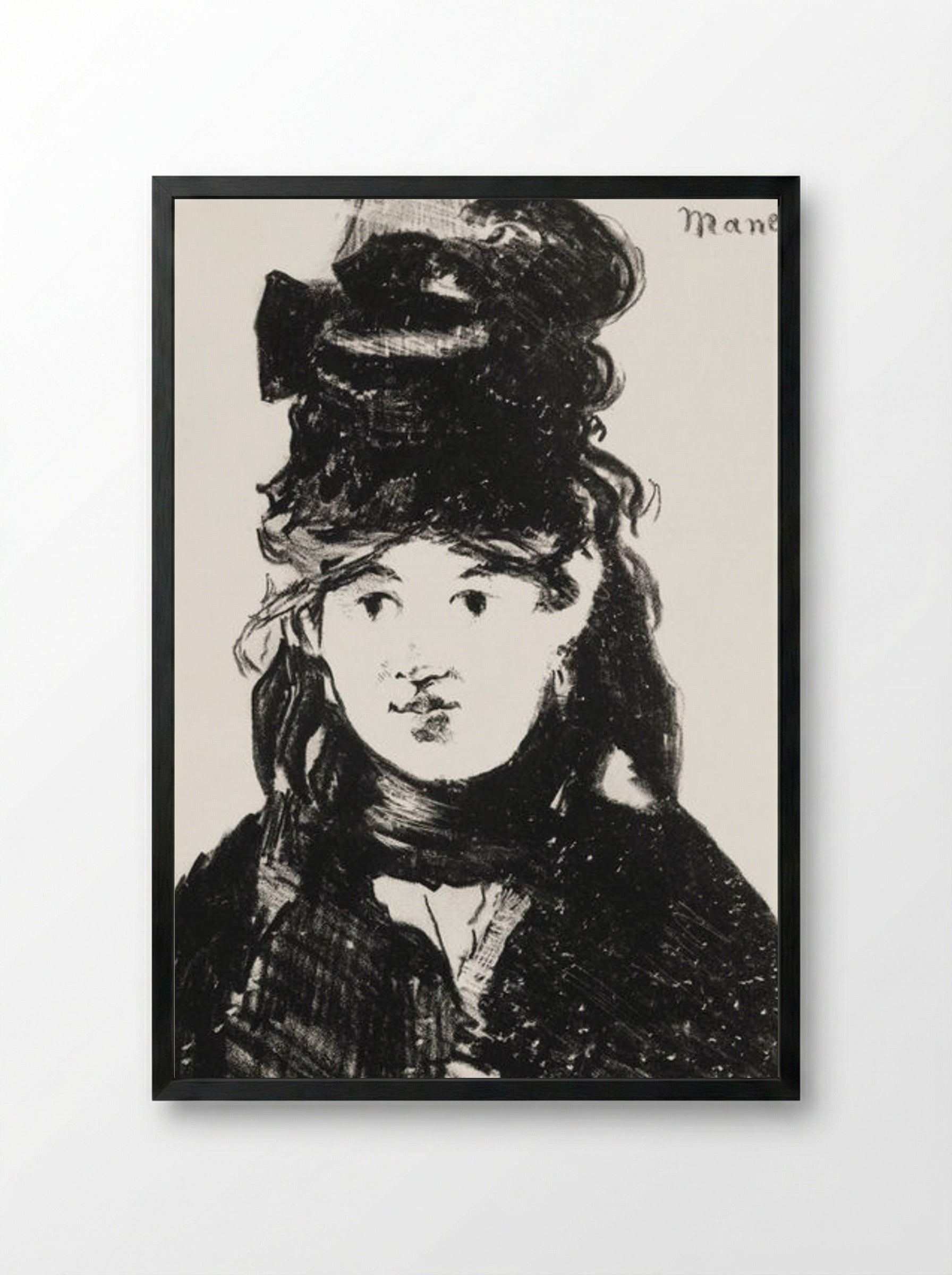 Berthe Morisot in Black - Édouard Manet - Framed Print Black