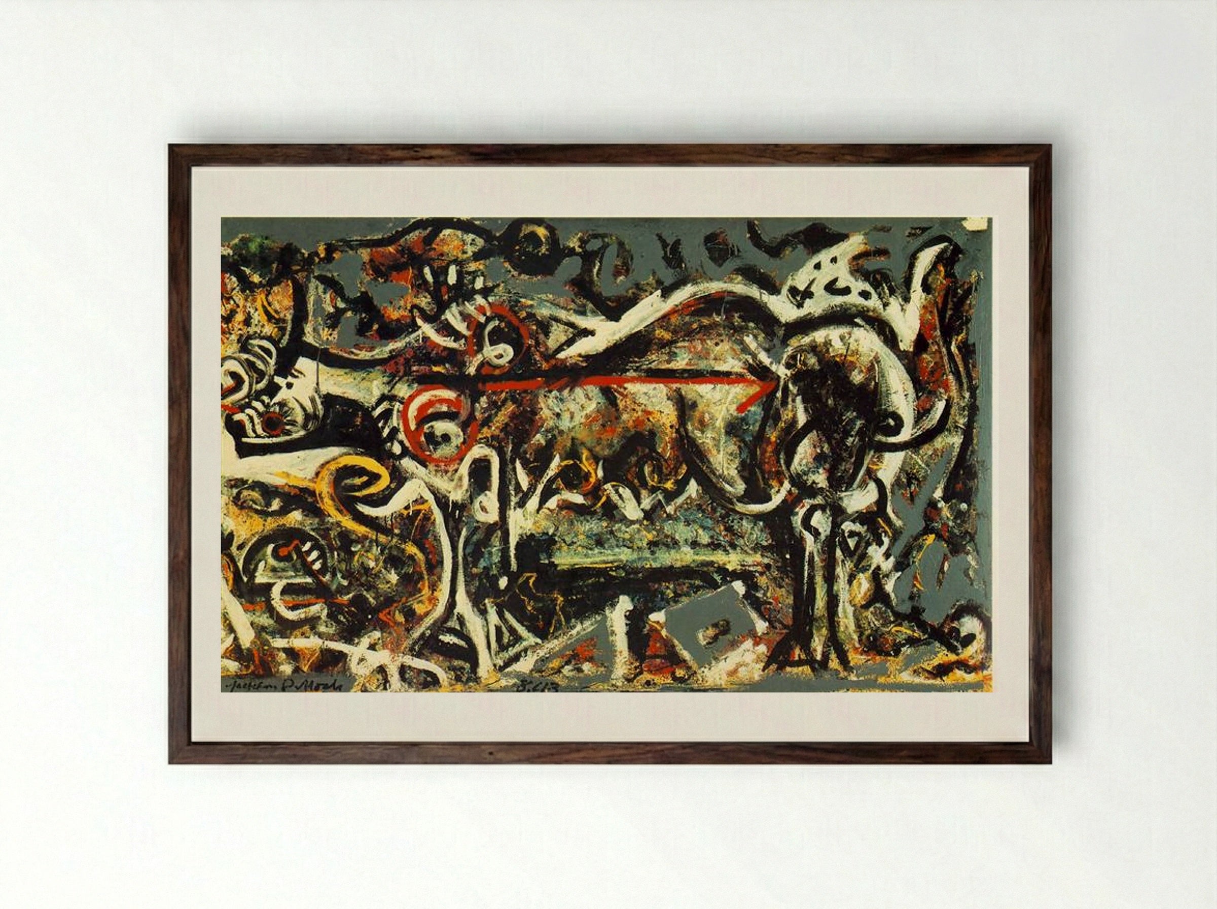 The She-Wolf - Jackson Pollock - Framed Print Dark Wood