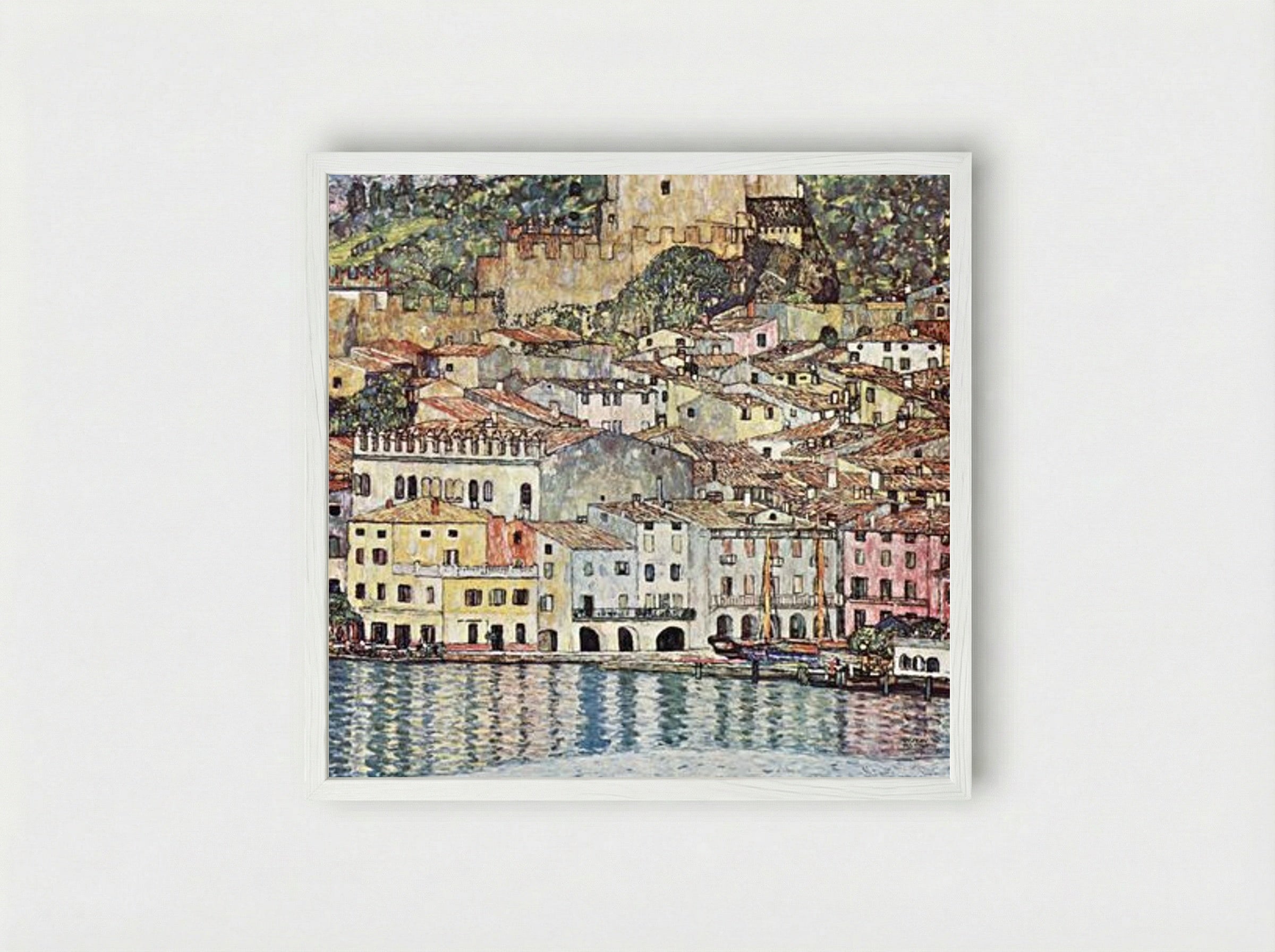 Malcesine on Lake Garda - Gustav Klimt - Framed Print White