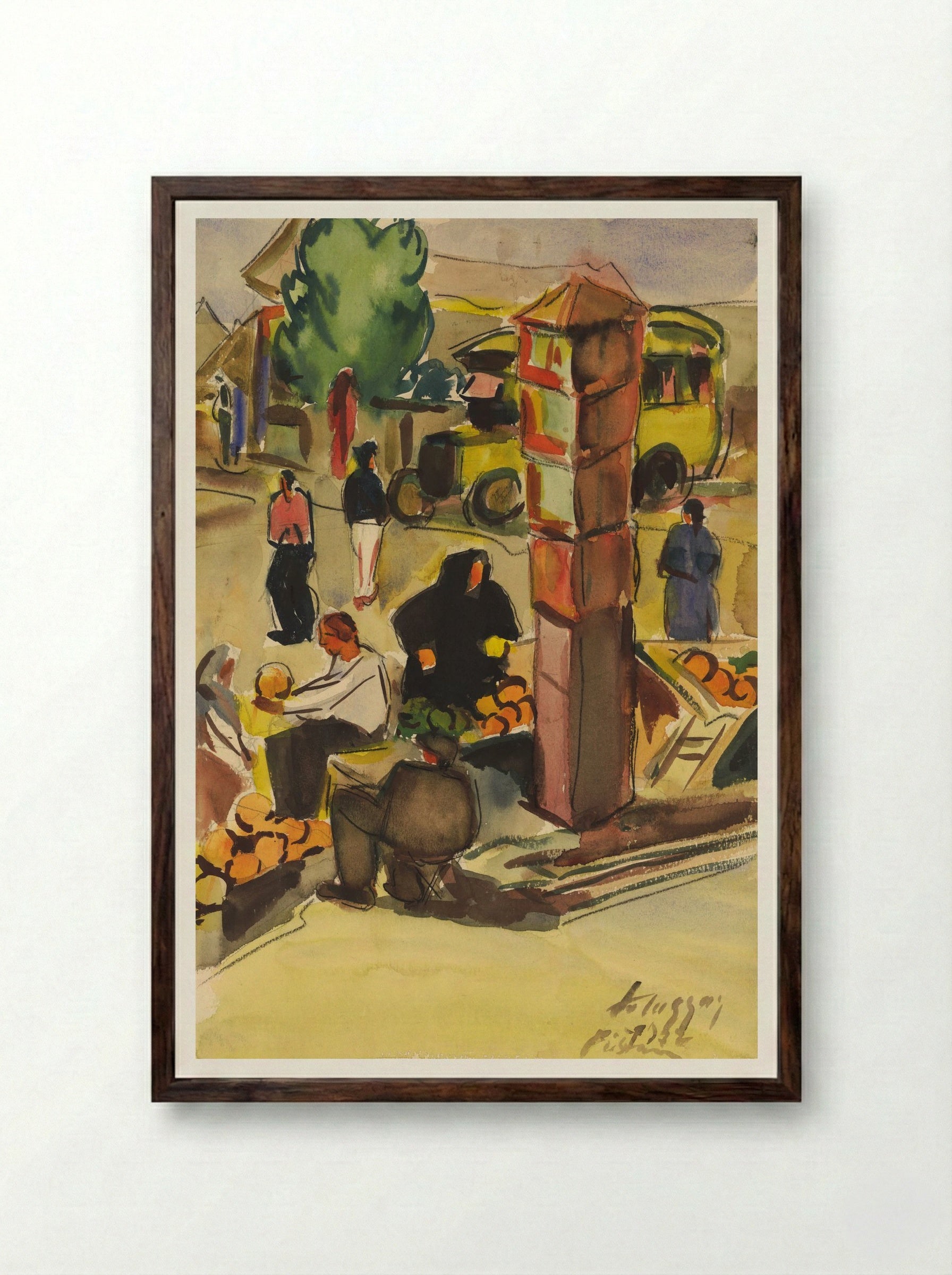 In a Market - Zolo Palugyay - Framed Print Dark Wood
