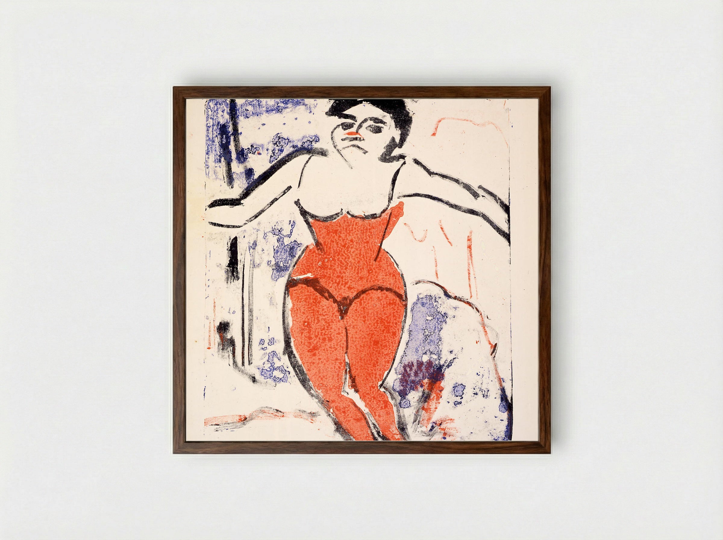Artist Begging for Applause - Ernst Ludwig Kirchner - Framed Print Dark Wood