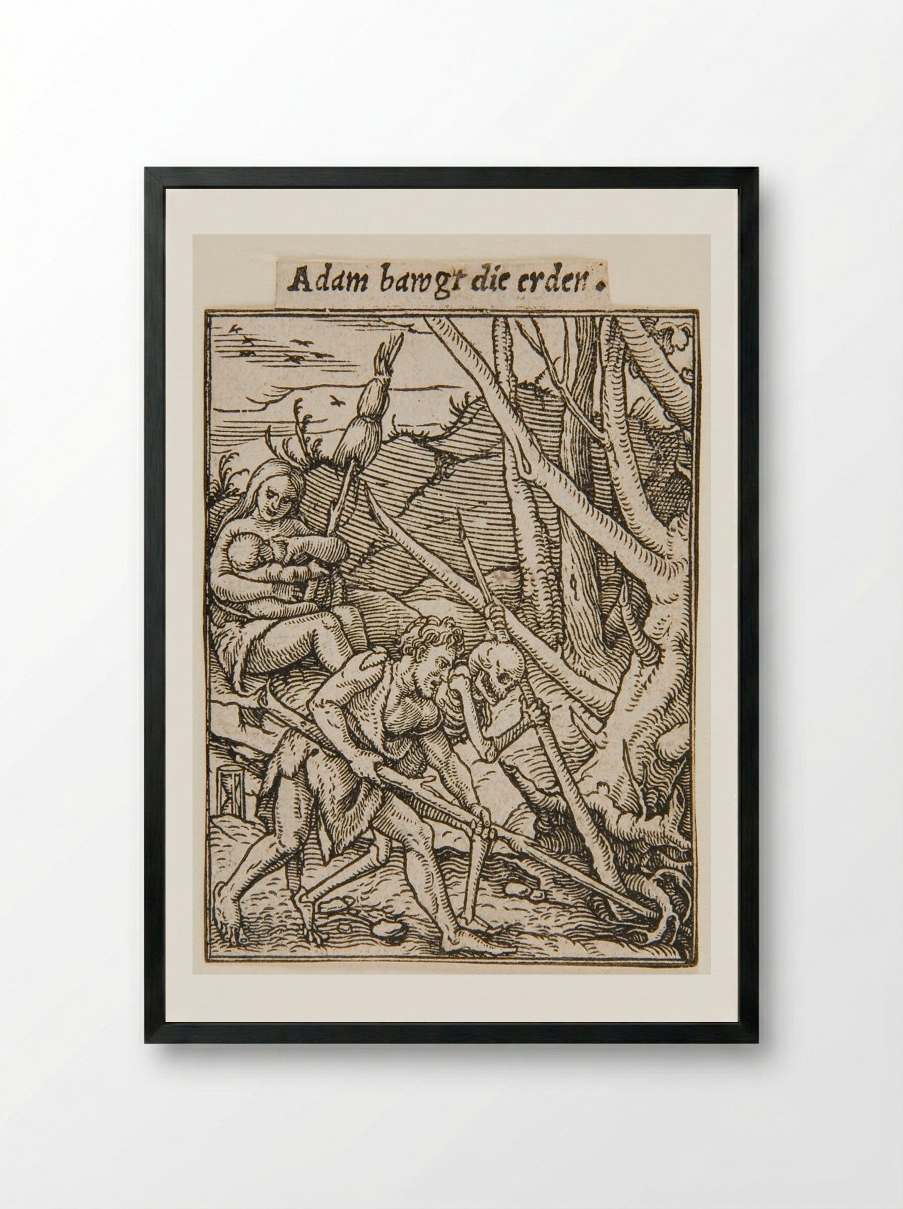 Adam Cultivating the Earth - Hans Holbein the Younger - Framed Print Black