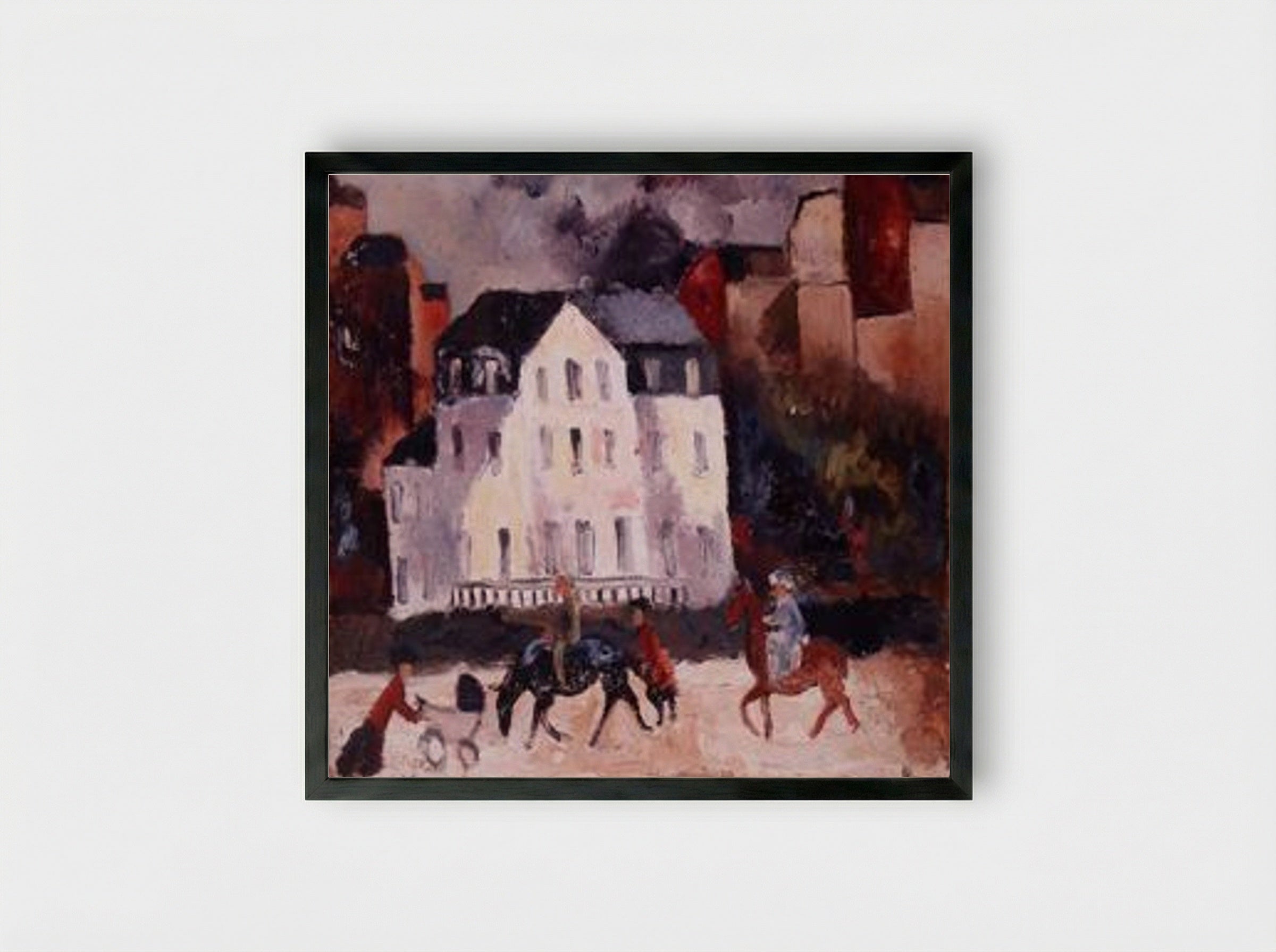 Horses in Paris - Christopher Wood - Framed Print Black