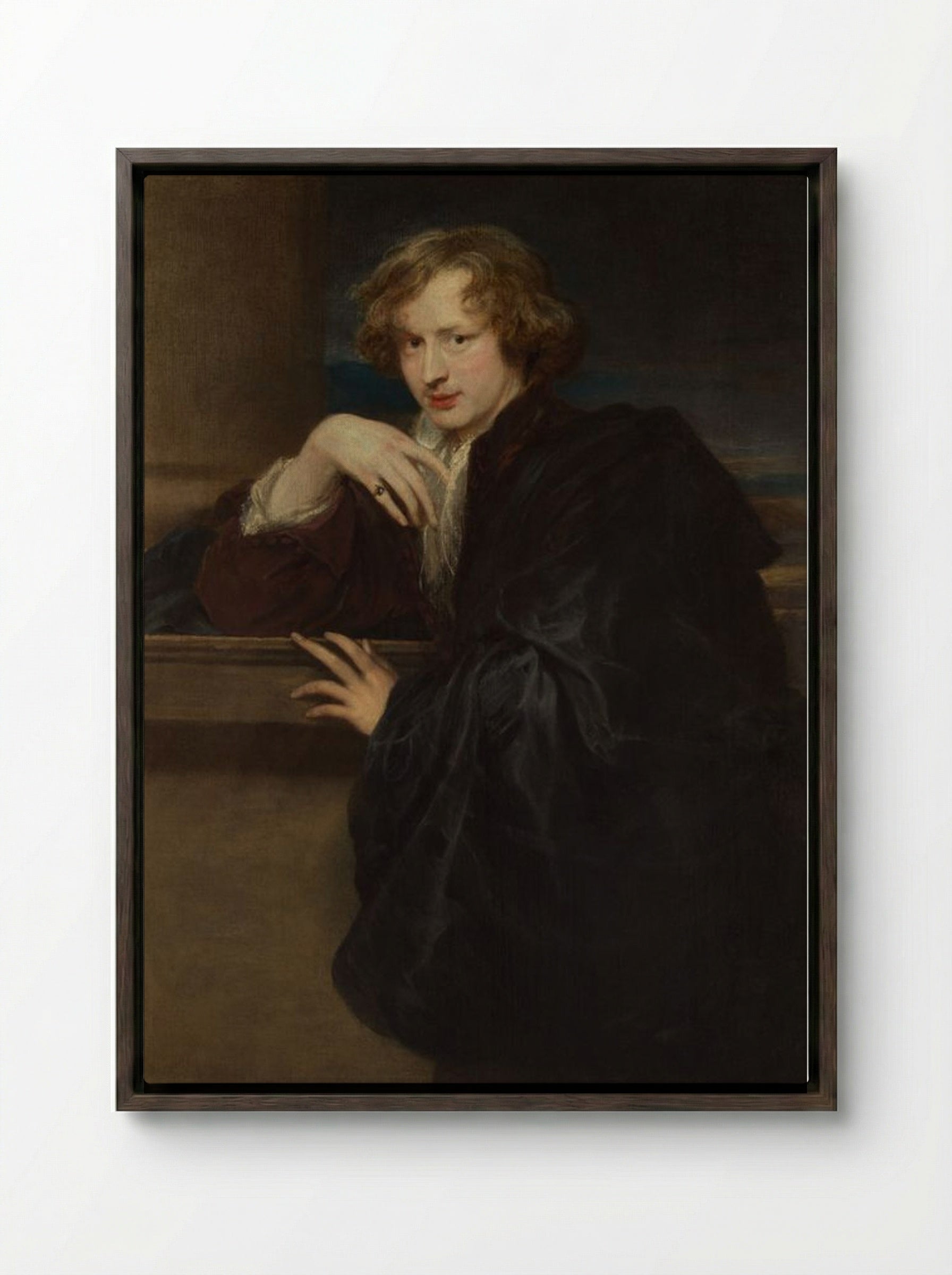 Self-Portrait - Anthony van Dyck - Framed Canvas Dark Wood