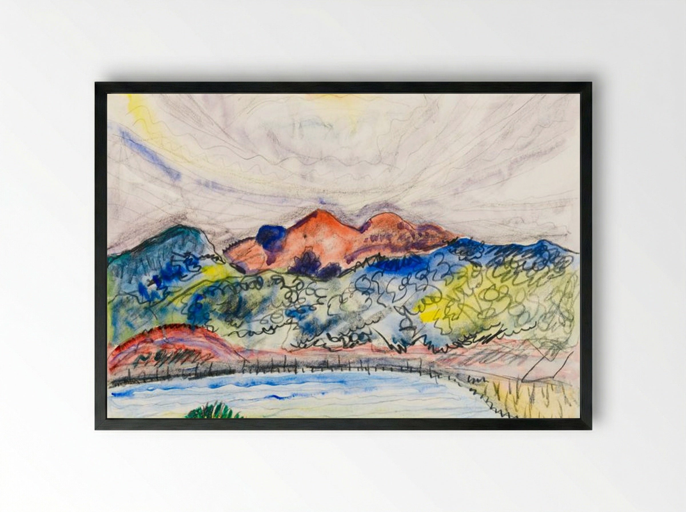 Early Landscape - Charles Demuth - Framed Print Black