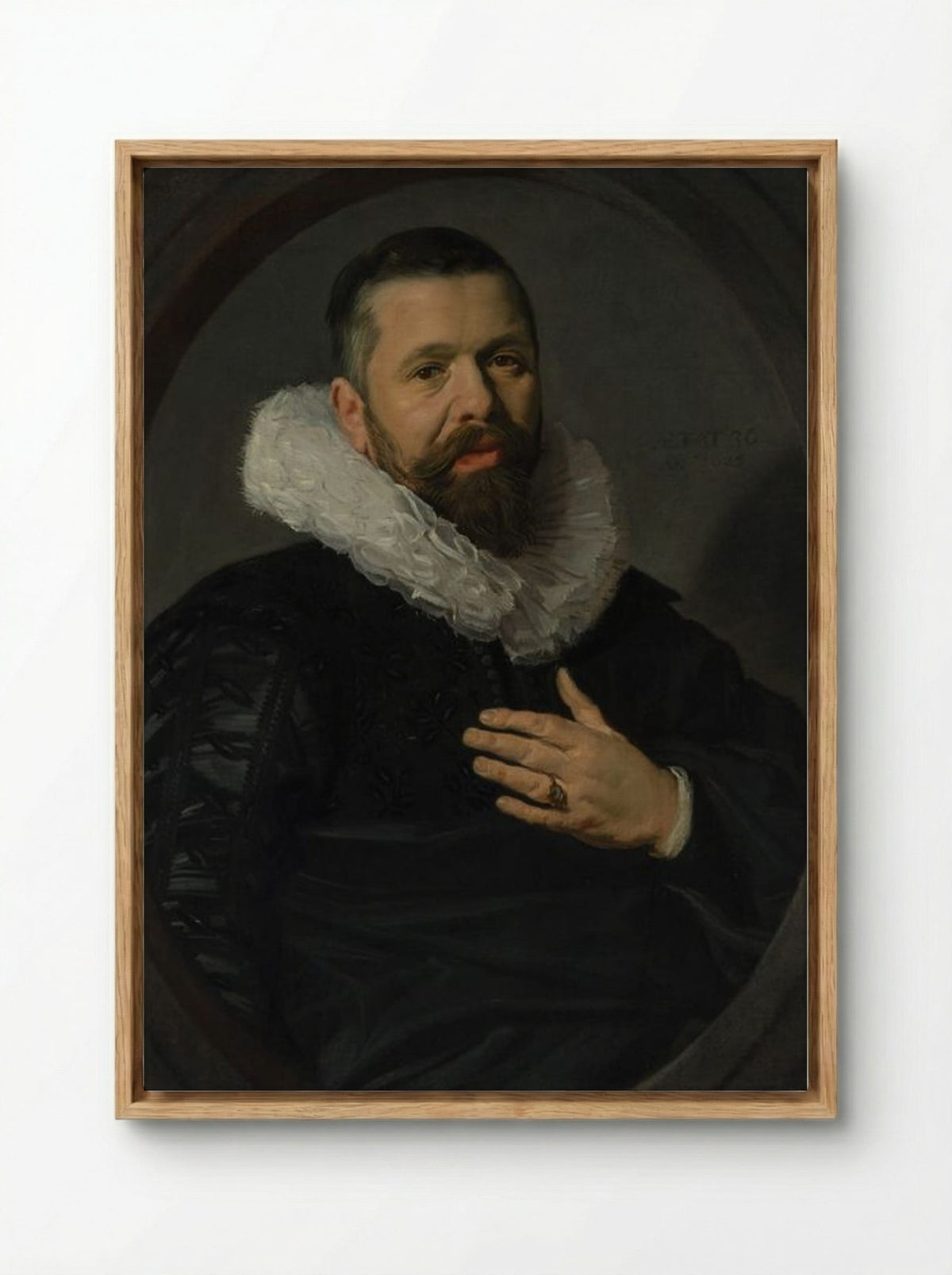 Portrait of a Bearded Man with a Ruff - Frans Hals - Framed Canvas Wood
