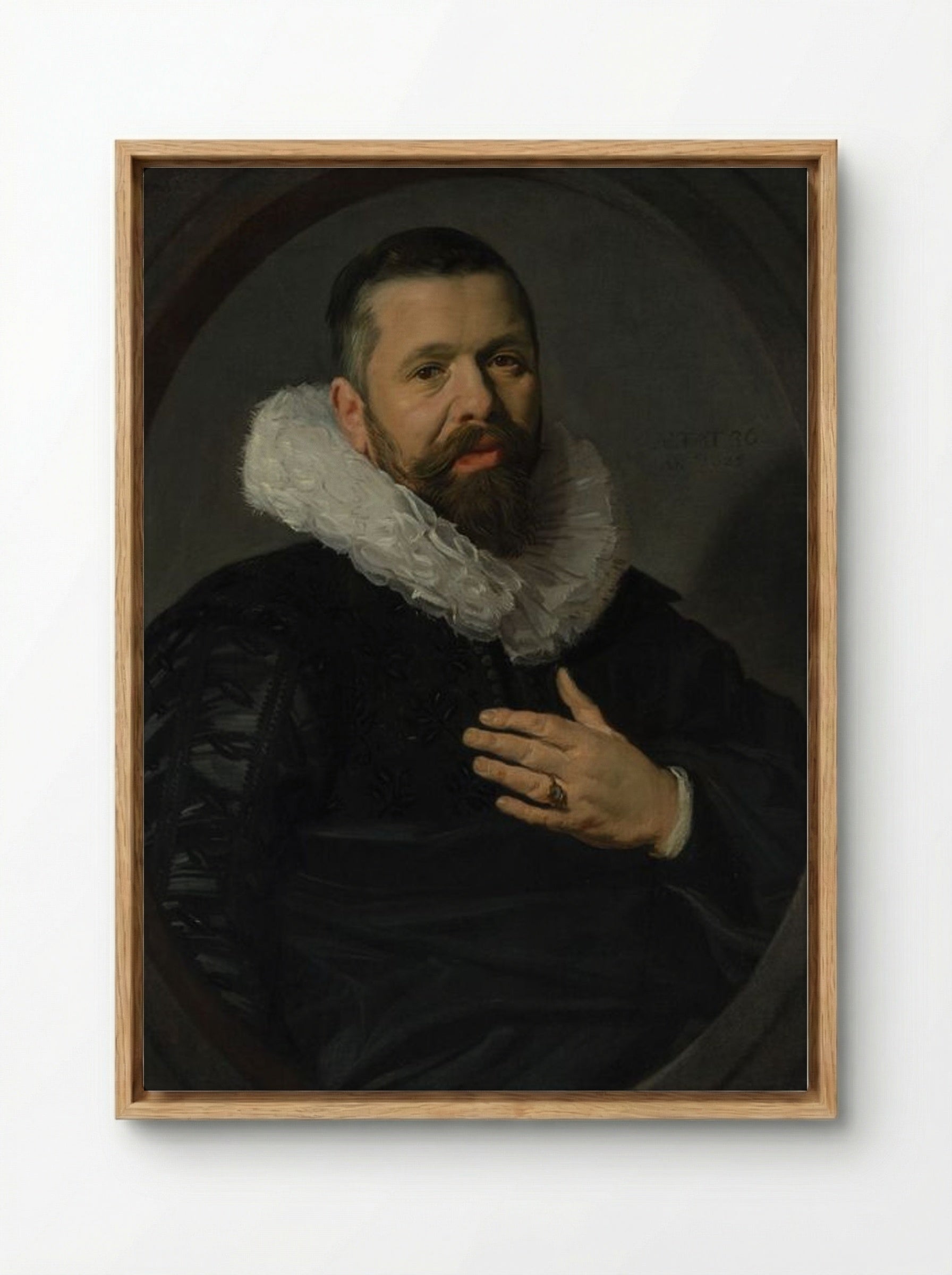 Portrait of a Bearded Man with a Ruff - Frans Hals - Framed Canvas Wood
