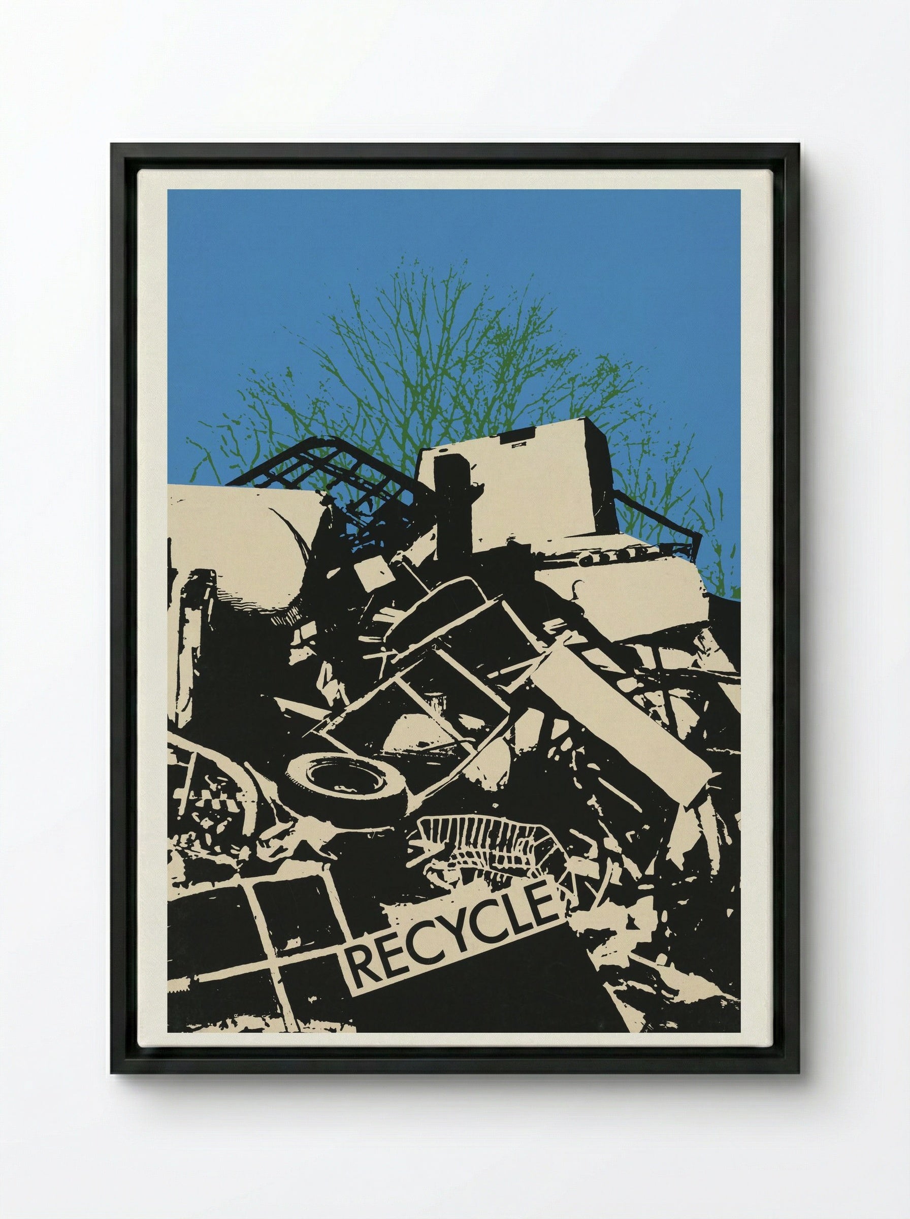 Recycle - Fine Art Print - Framed Canvas Black