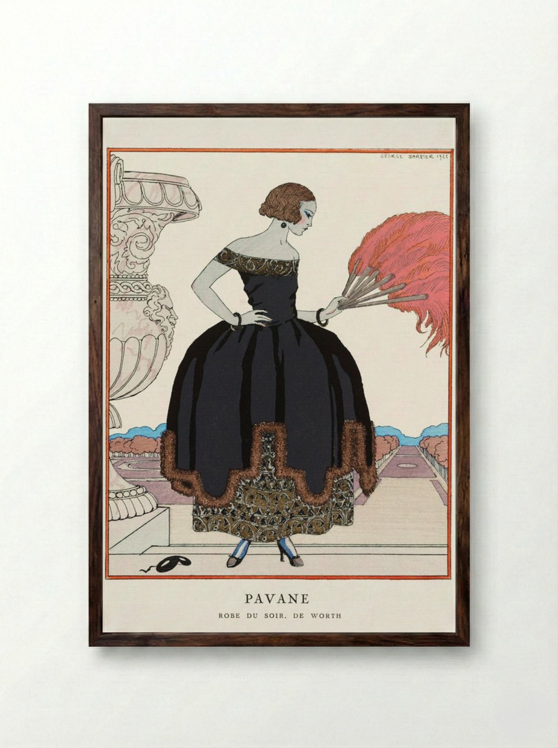 Pavane - George Barbier - Framed Print Dark Wood