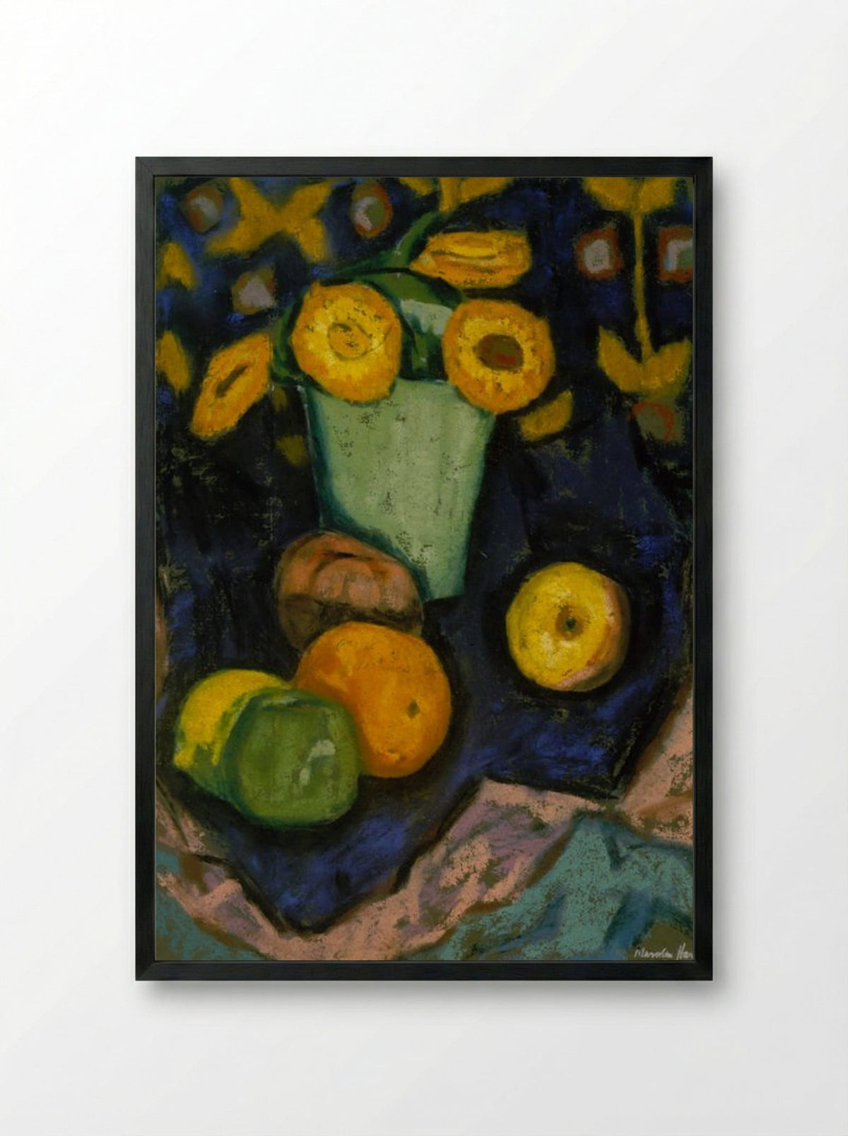 Still Life (Flowers and Fruit) - Marsden Hartley - Framed Print Black