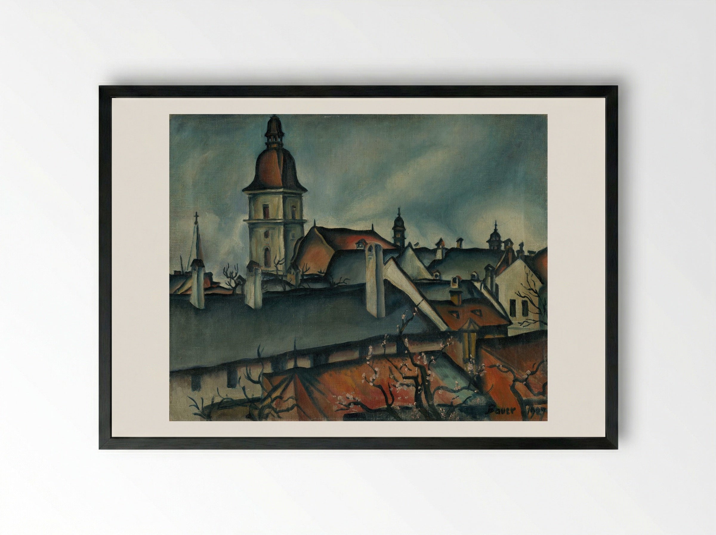 View of Kőszeg - Konstantin Bauer - Framed Print Black