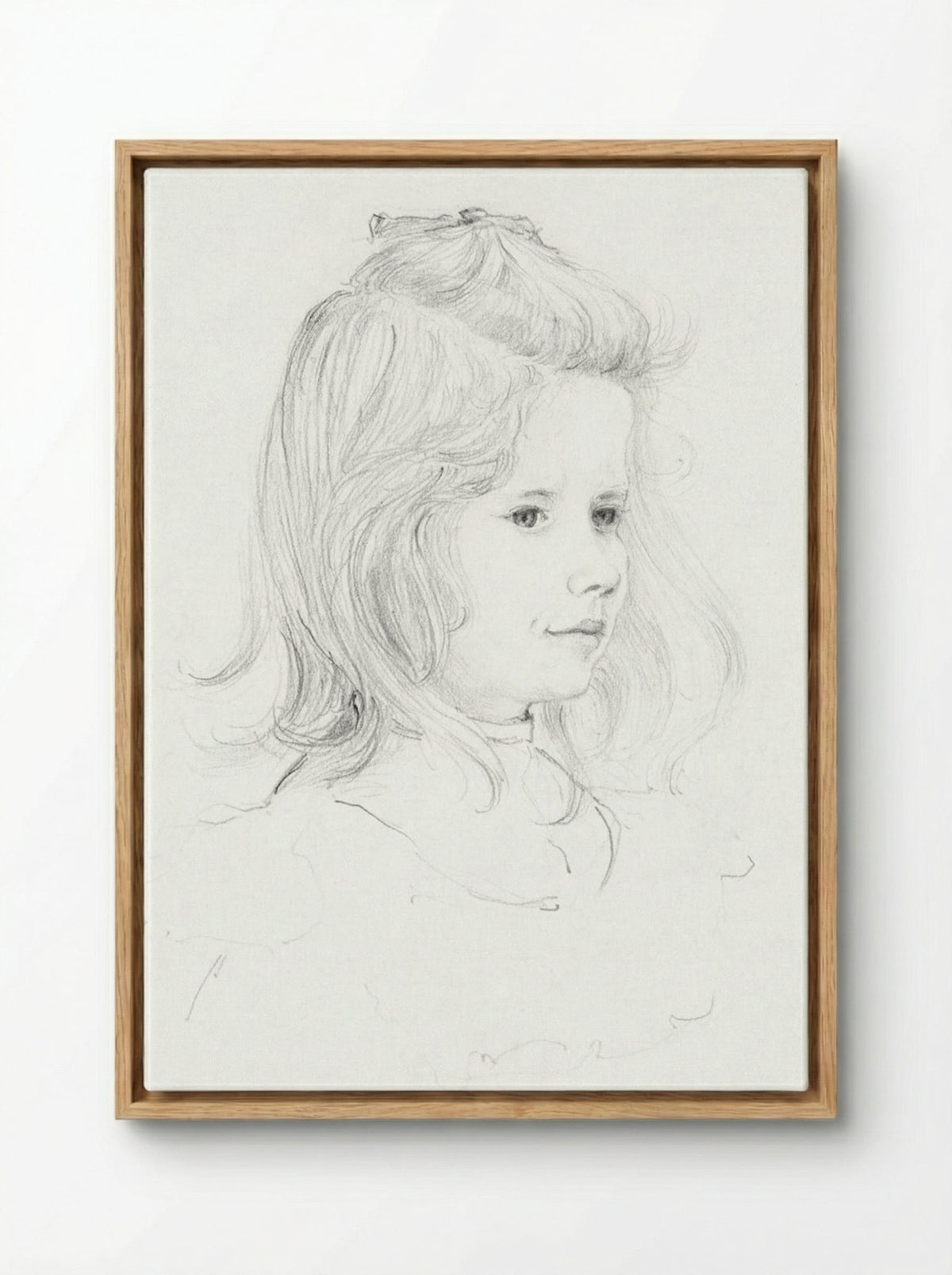 Portrait of a Girl (Sketch) - Julie de Graag - Framed Canvas Wood