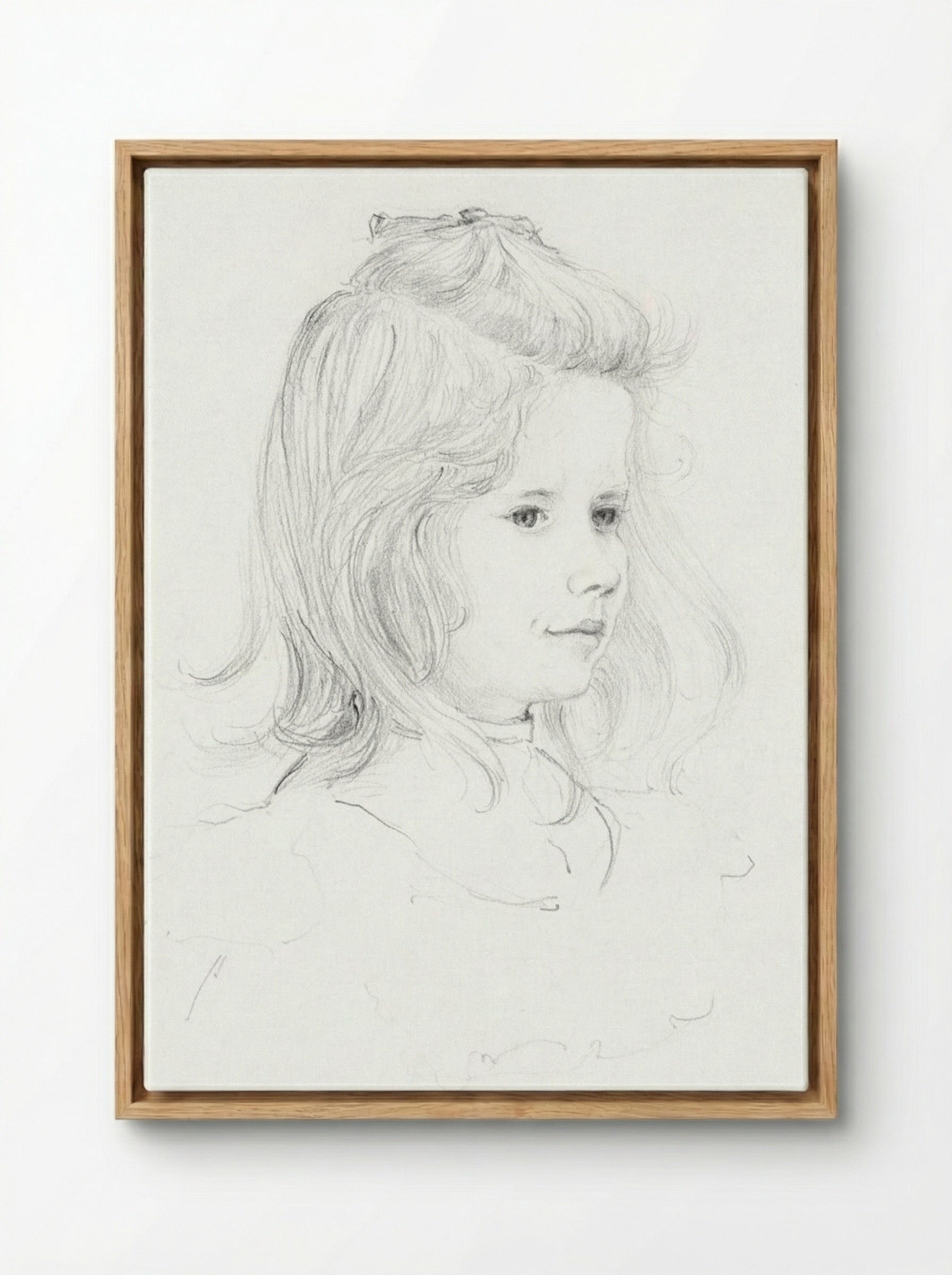 Portrait of a Girl (Sketch) - Julie de Graag - Framed Canvas Wood