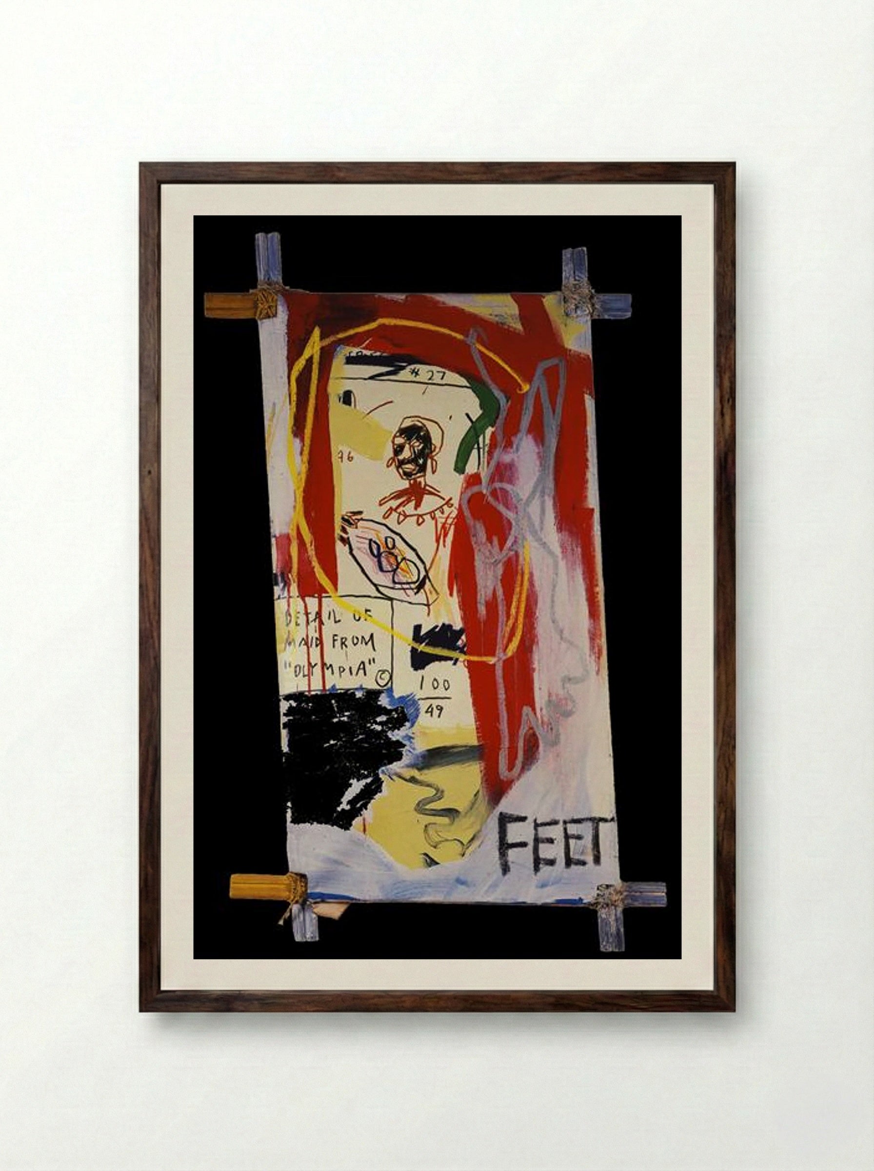 Maid from Olympia - Jean-Michel Basquiat - Framed Print Dark Wood