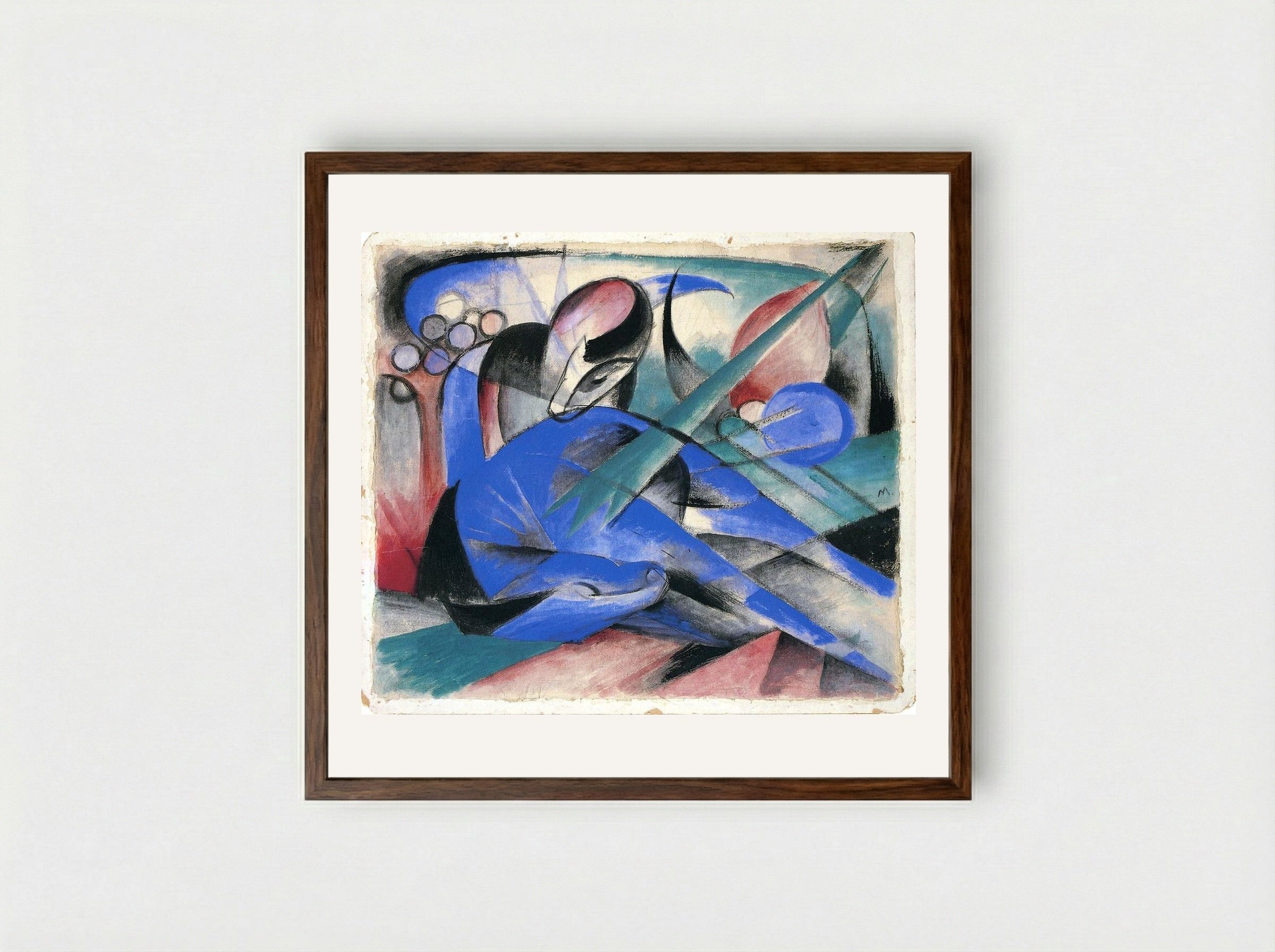 Horse Asleep - Franz Marc - Framed Print Dark Wood