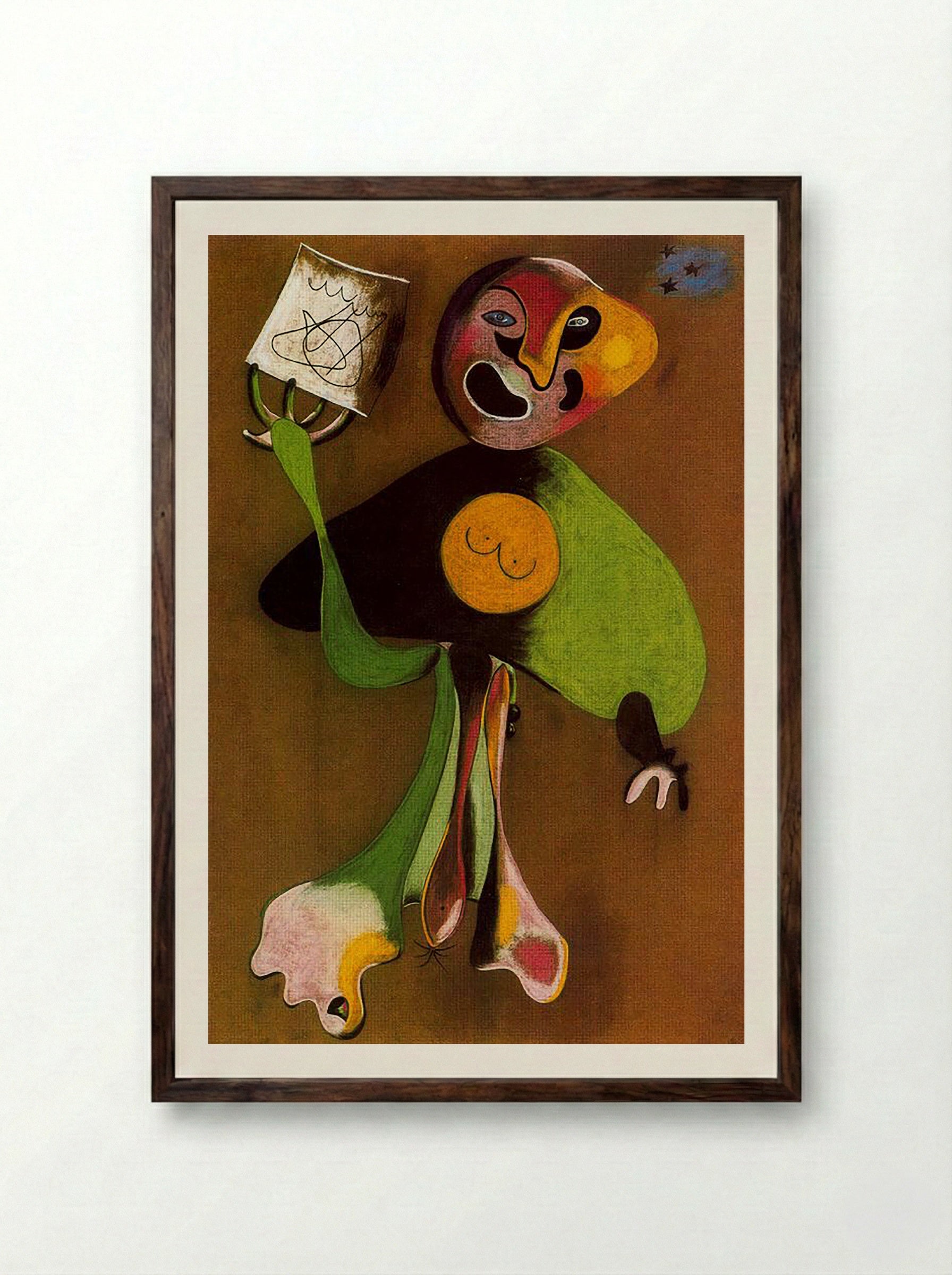 Woman (Opera Singer) - Joan Miró - Framed Print Dark Wood