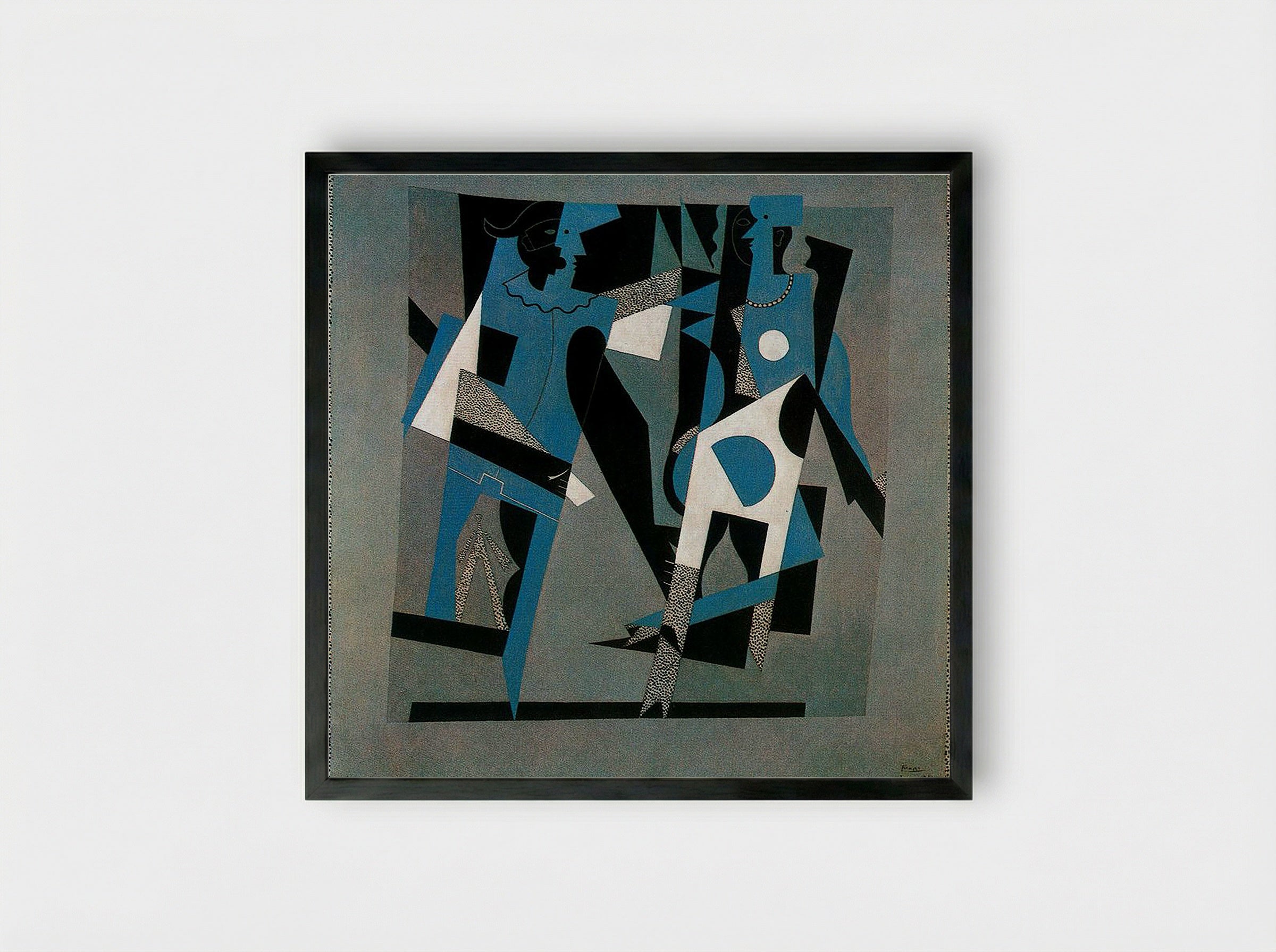 Harlequin and Woman with Necklace - Alexandra Exter - Framed Print Black