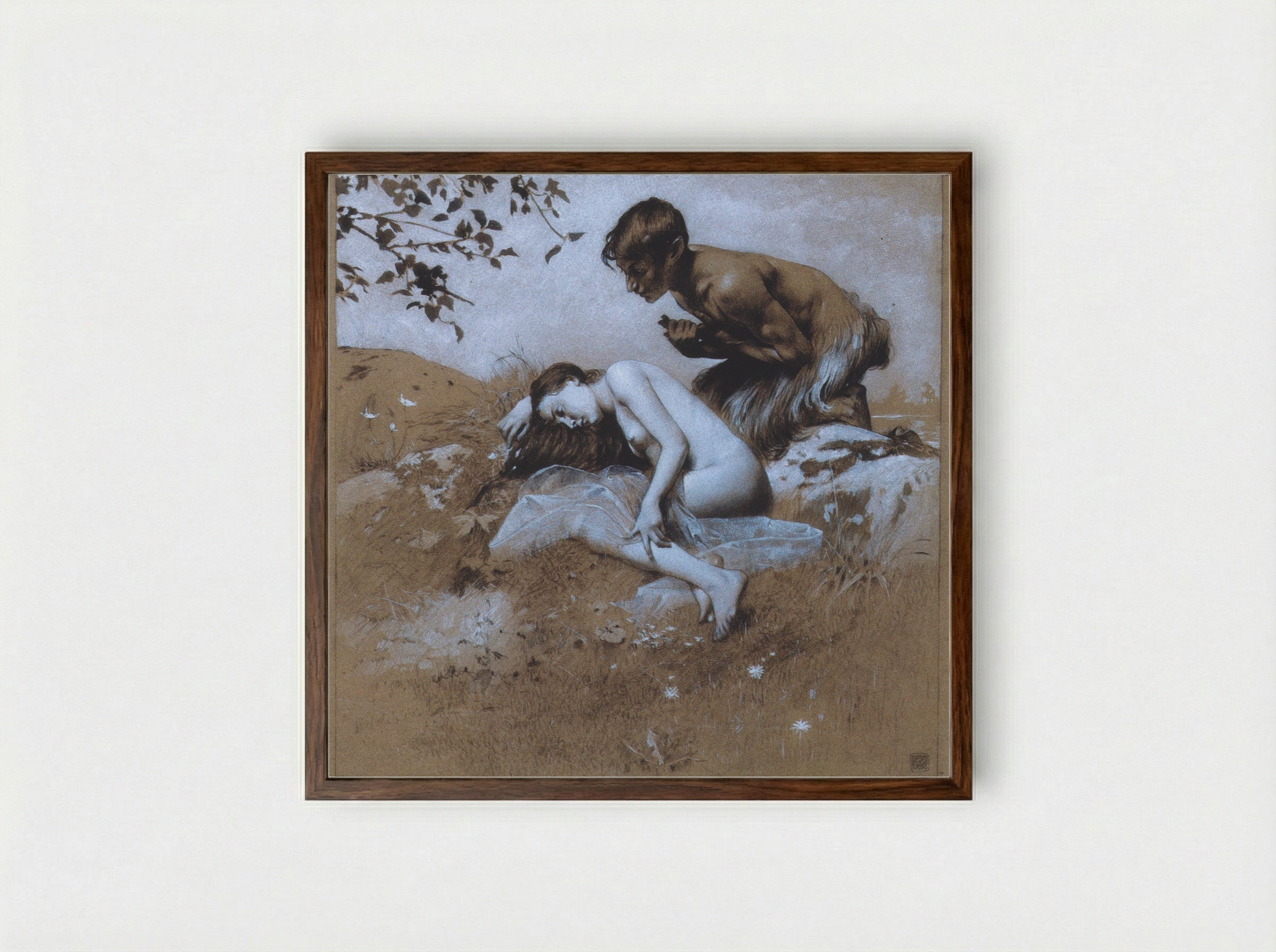 Reproduction template for the leaf for Gerlach's love allegories, New Series, Plate 35 - Koloman Moser - Framed Print Dark Wood