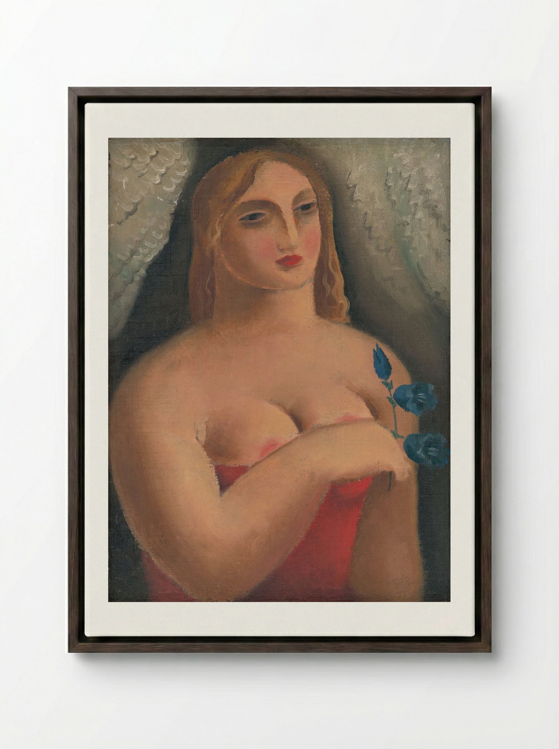 Woman with Bellflowers - Mikuláš Galanda - Framed Canvas Dark Wood