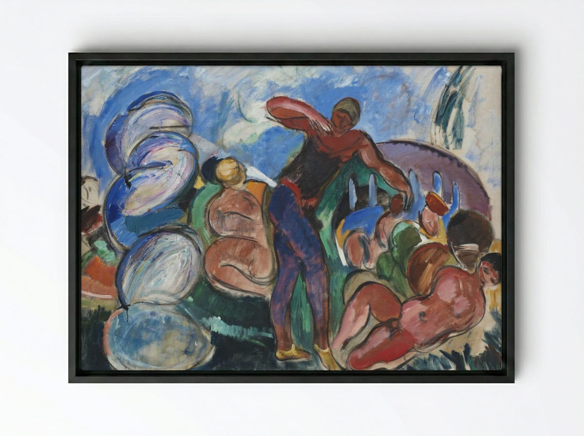 Composition with Figures - Jens Adolf Jerichau - Framed Canvas Black