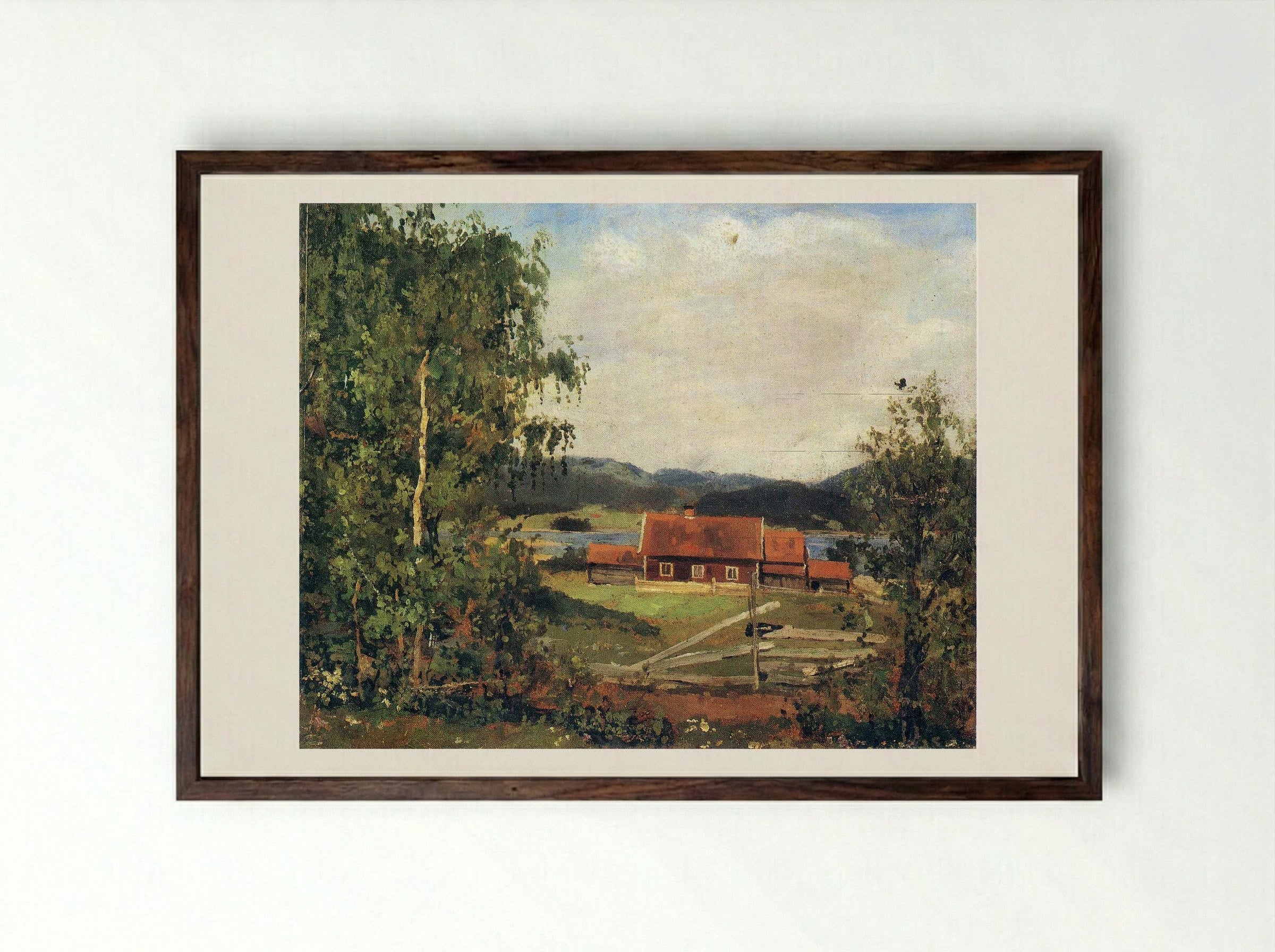 Maridalen Landscape - Christian Skredsvig - Framed Print Dark Wood