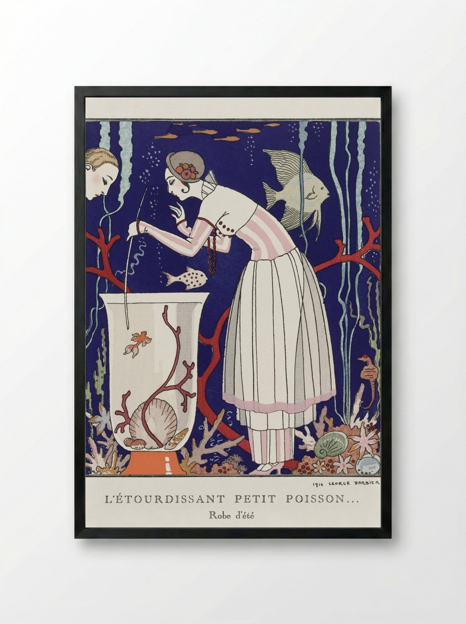 L'Étourdissant Petit Poisson (Robe d'Été) - George Barbier - Framed Print Black