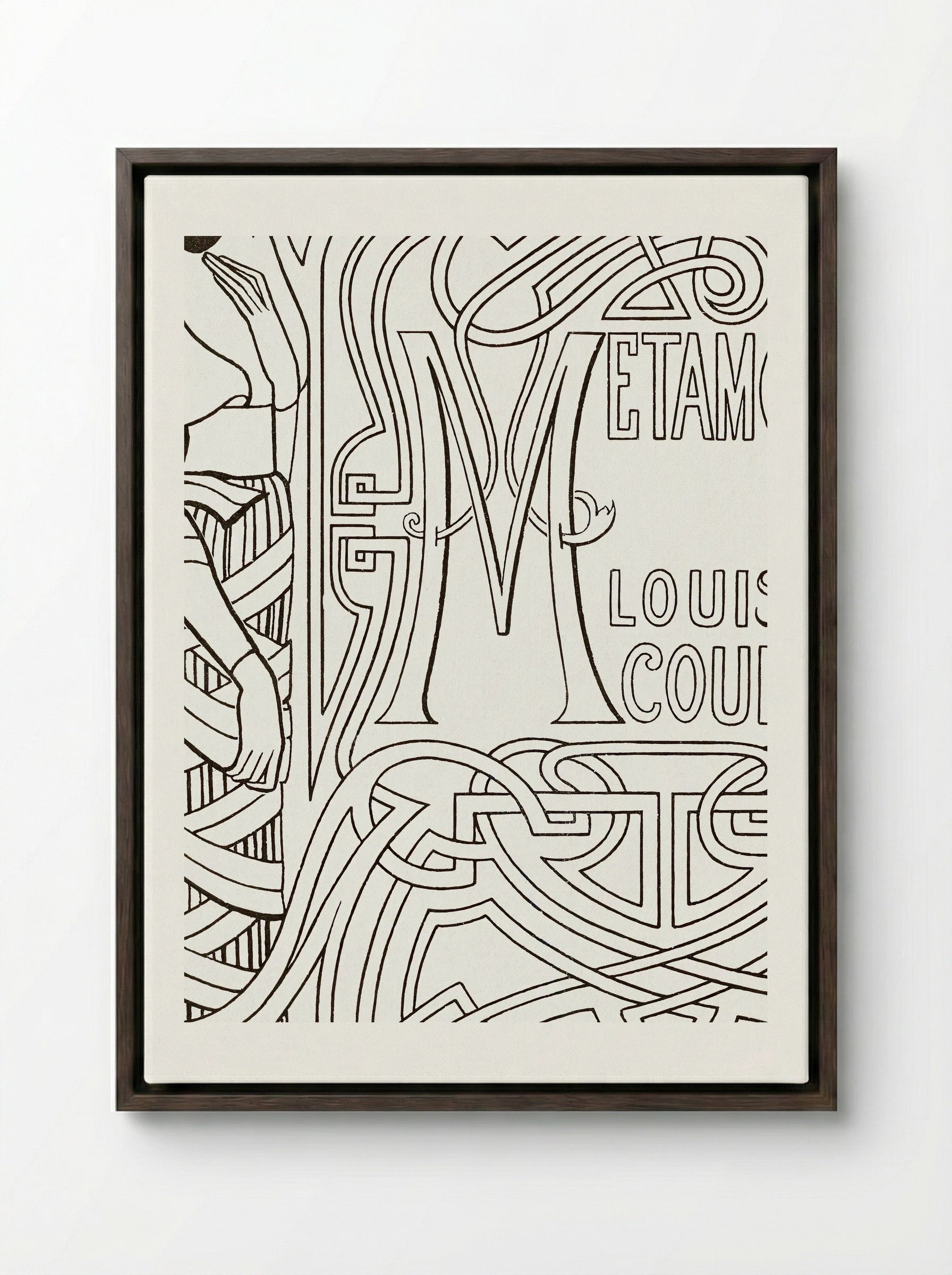 Book Binding Design for 'Metamorfoze' by Louis Couperus - Jan Toorop - Framed Canvas Dark Wood