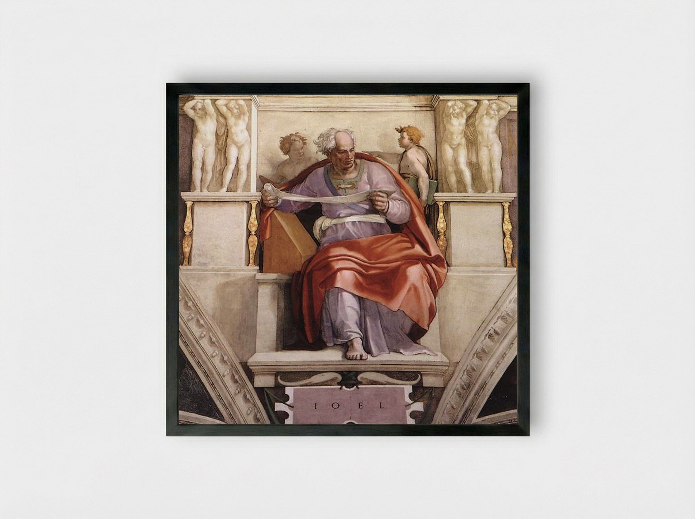 Sistine Chapel Ceiling: The Prophet Joel - Michelangelo - Framed Print Black