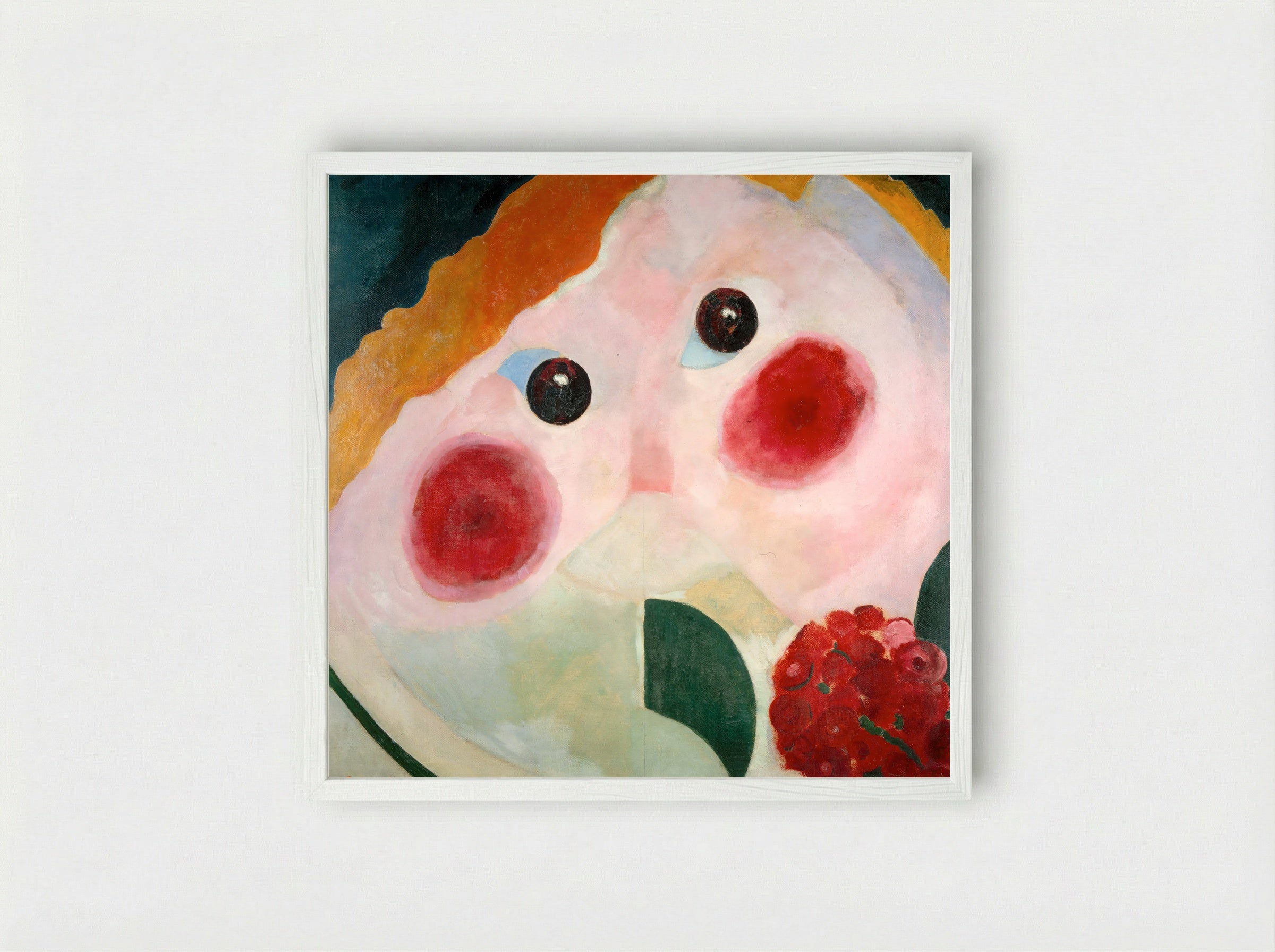 Girl with Ranunculus - Theo van Doesburg - Framed Print White