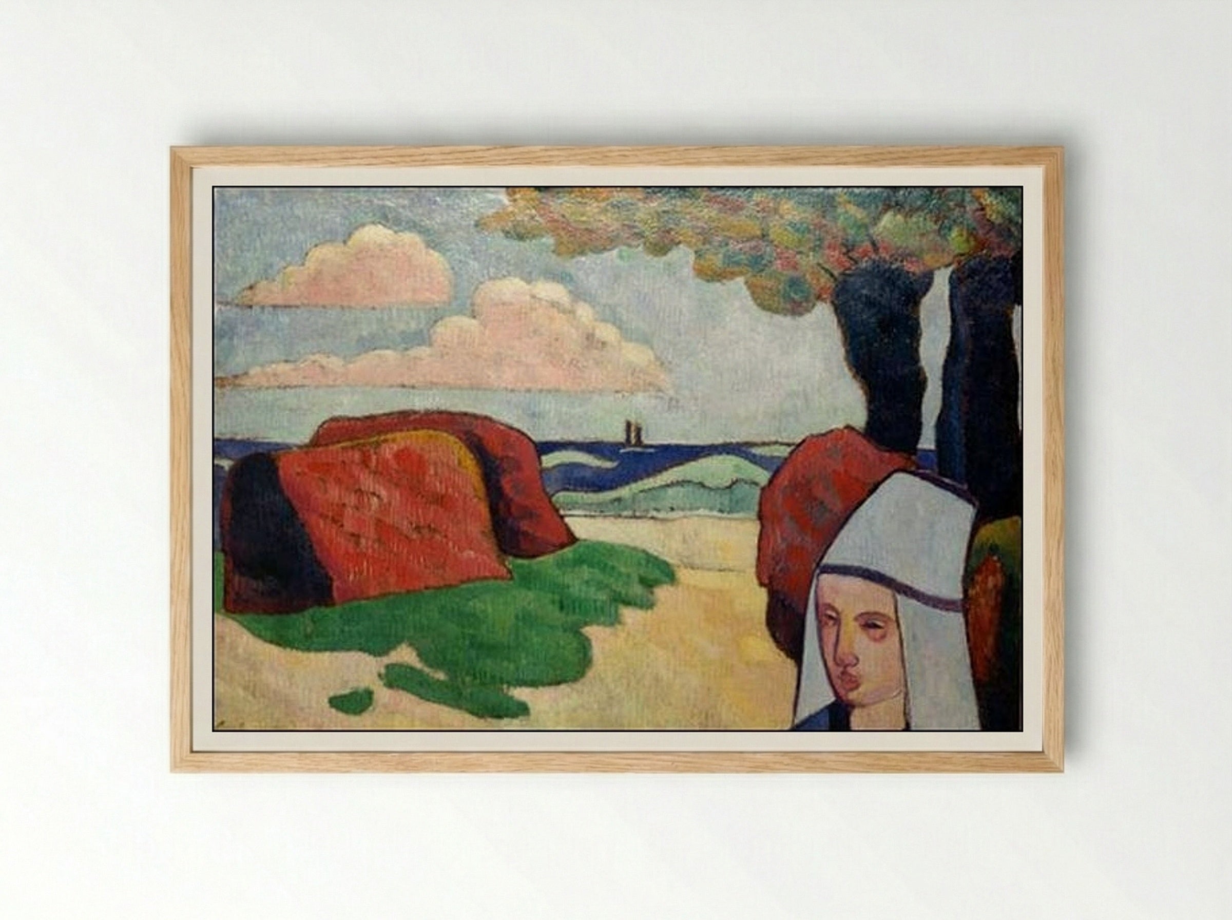 Breton Woman at Haystacks - Émile Bernard - Framed Print Wood