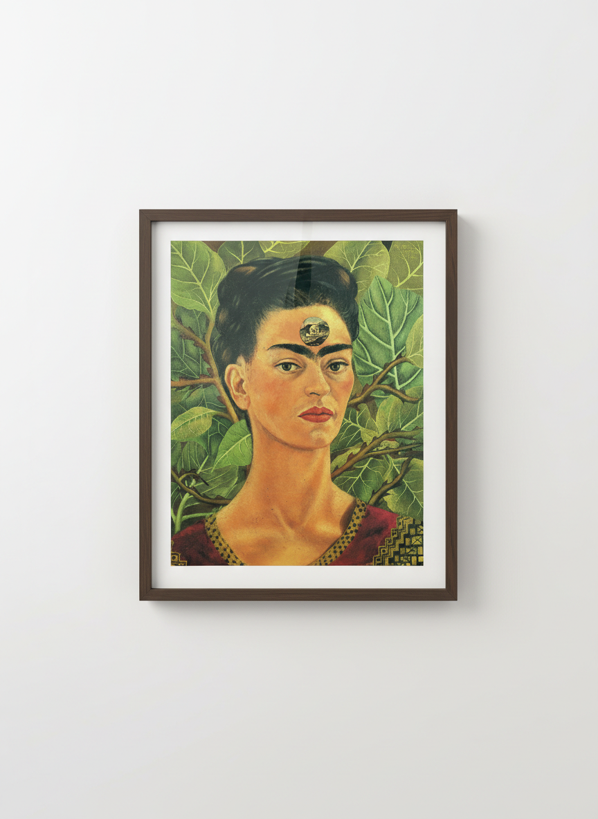 Thinking About Death - Frida Kahlo - Framed Print Dark Wood