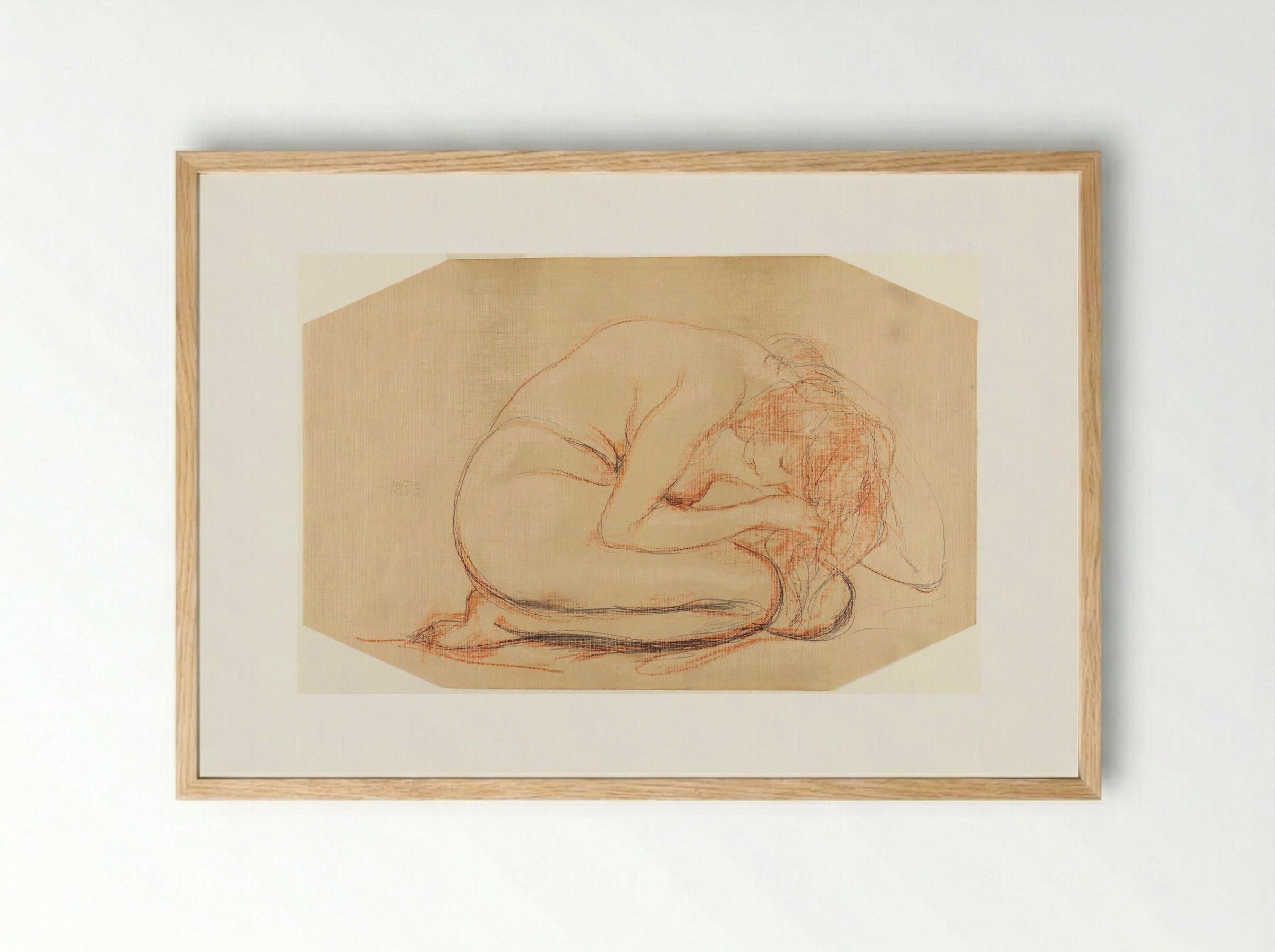 Kneeling Girl - Gustav Klimt - Framed Print Wood