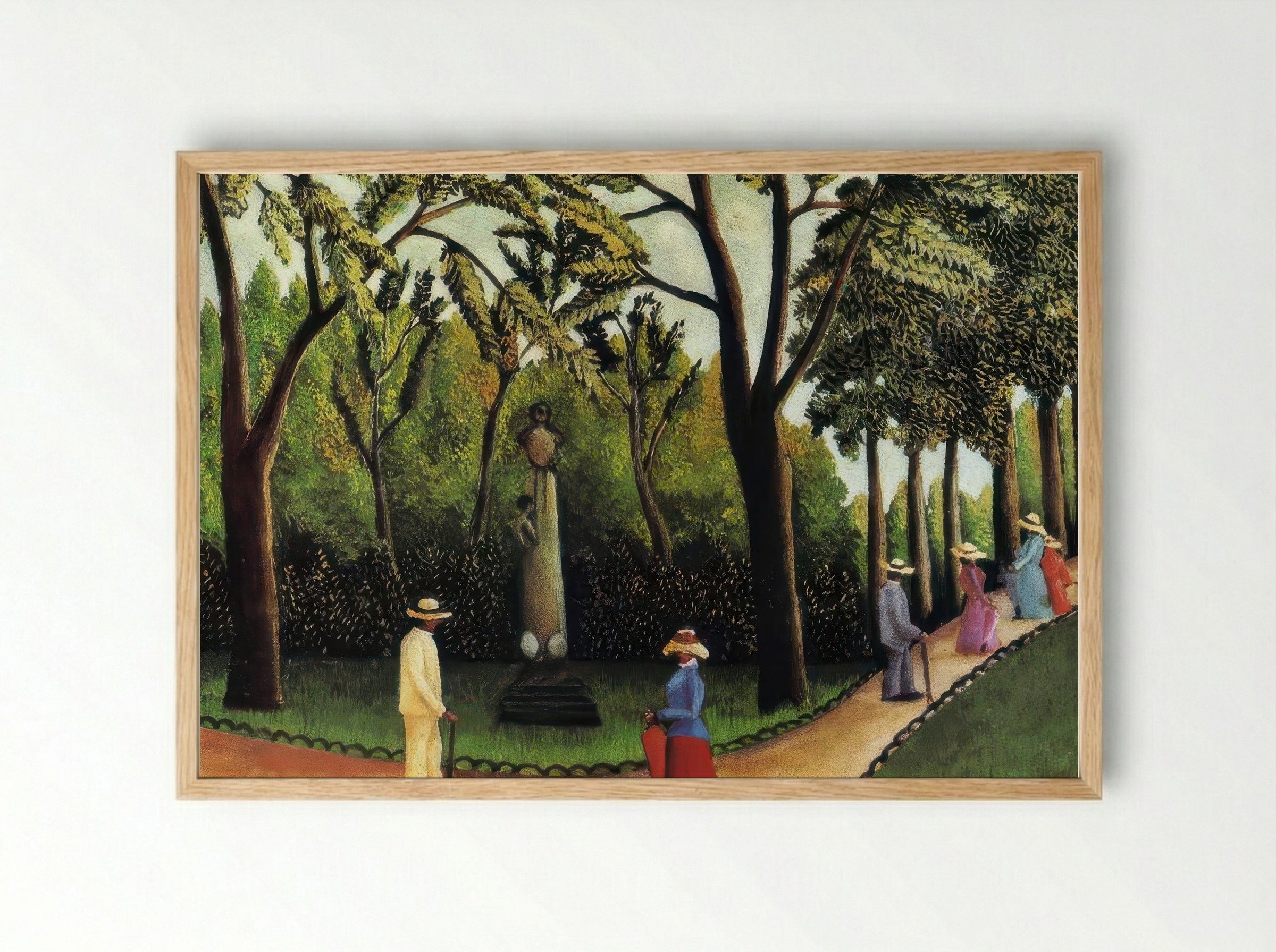 The Monument to Chopin in the Luxembourg Gardens by Henri Rousseau – Naïve Art Paris Park Scene Print - Framed Print Wood