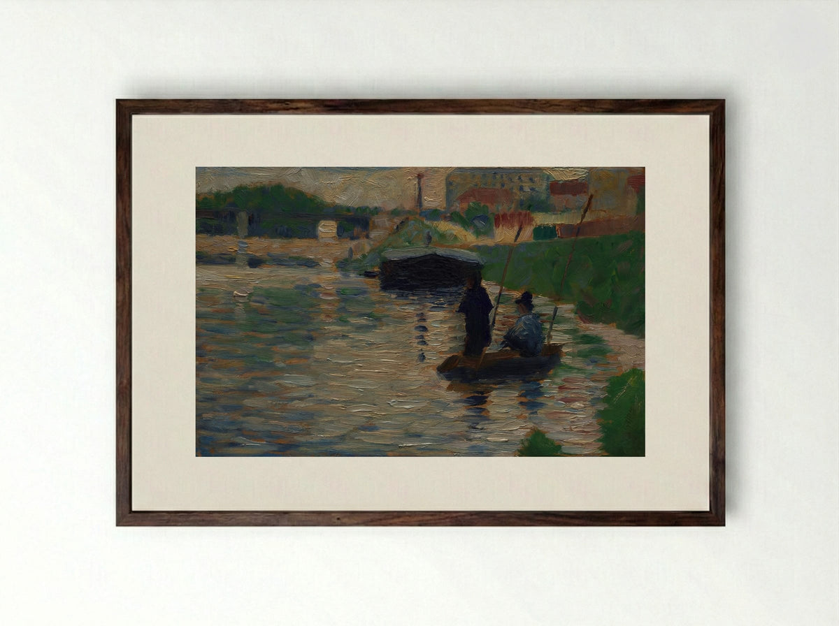 View of the Seine - Georges Seurat - Framed Print Dark Wood